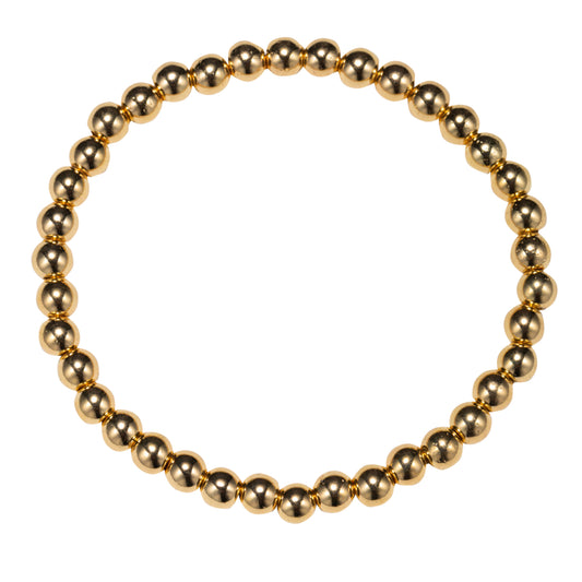 Gold Midsized Beaded Stretch Bracelet with Spacers