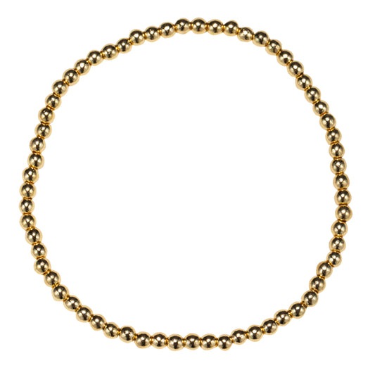 Gold Delicate Round Beaded Stretch Bracelet