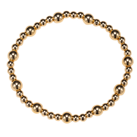 Gold Mid, Large Beaded Stretch Bracelet