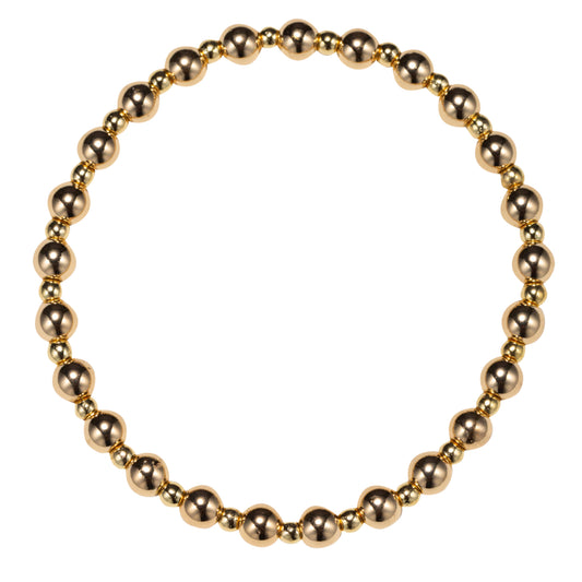 Gold Mid, Small Beaded Stretch Bracelet