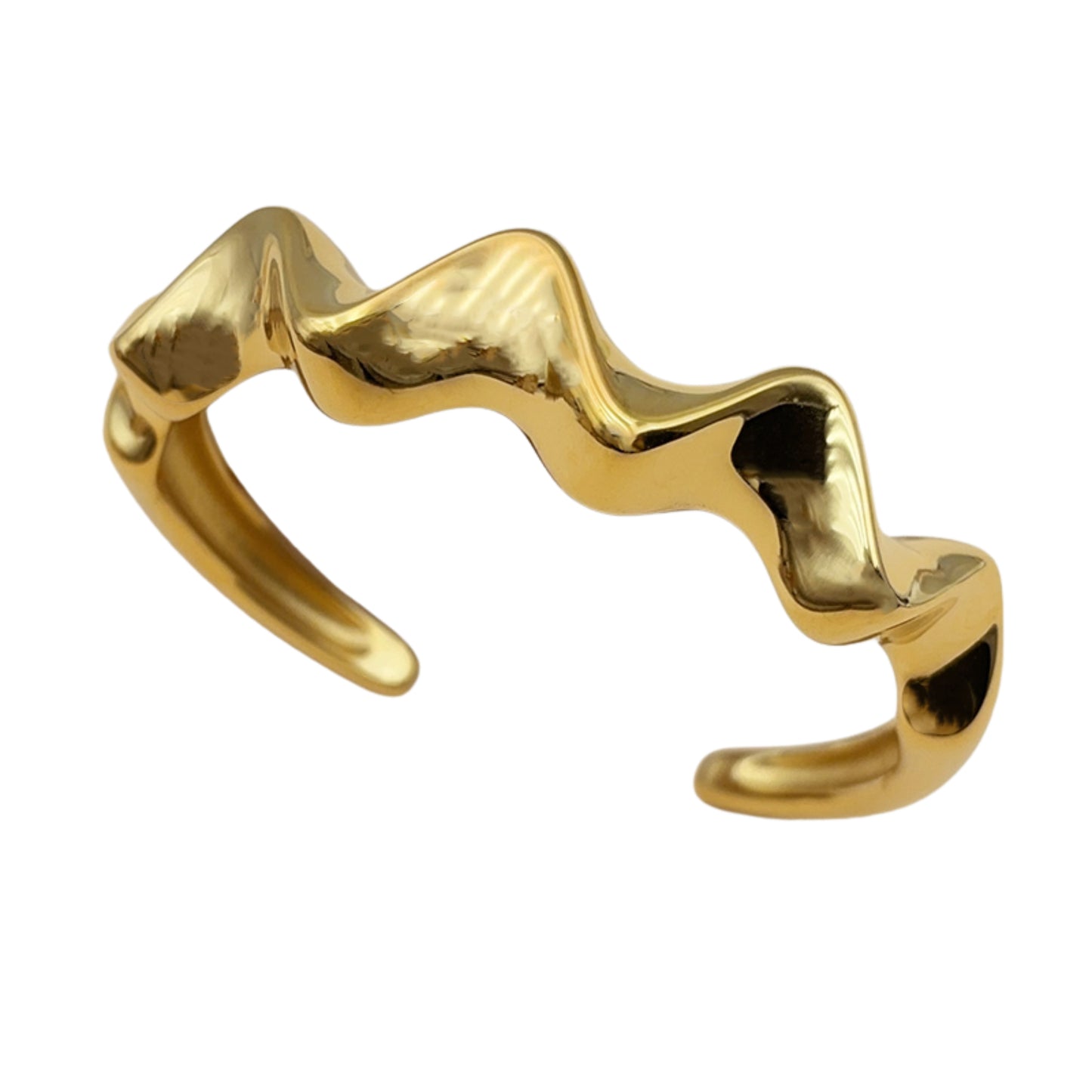 18K Gold Plated Wavy Lines Cuff Bracelet