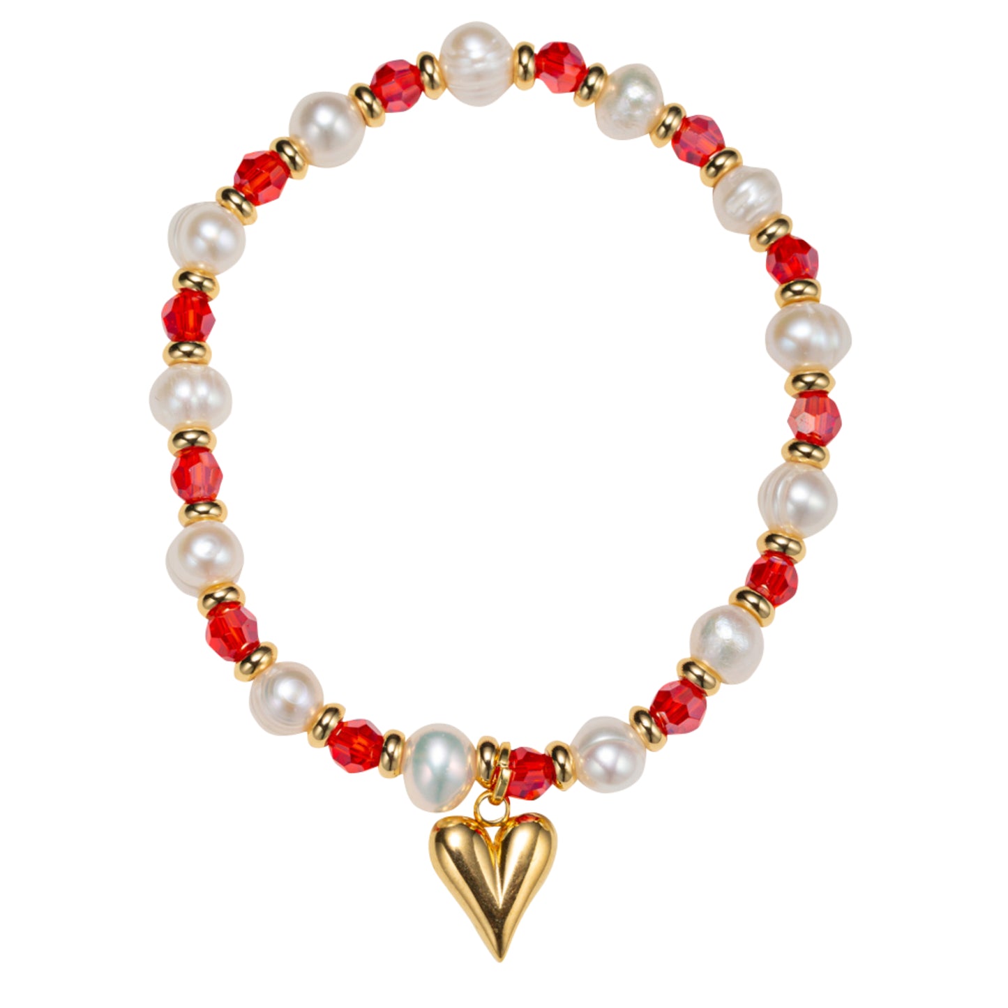 Kids 18K Gold Plated January Garnet Beaded Stretch Bracelet