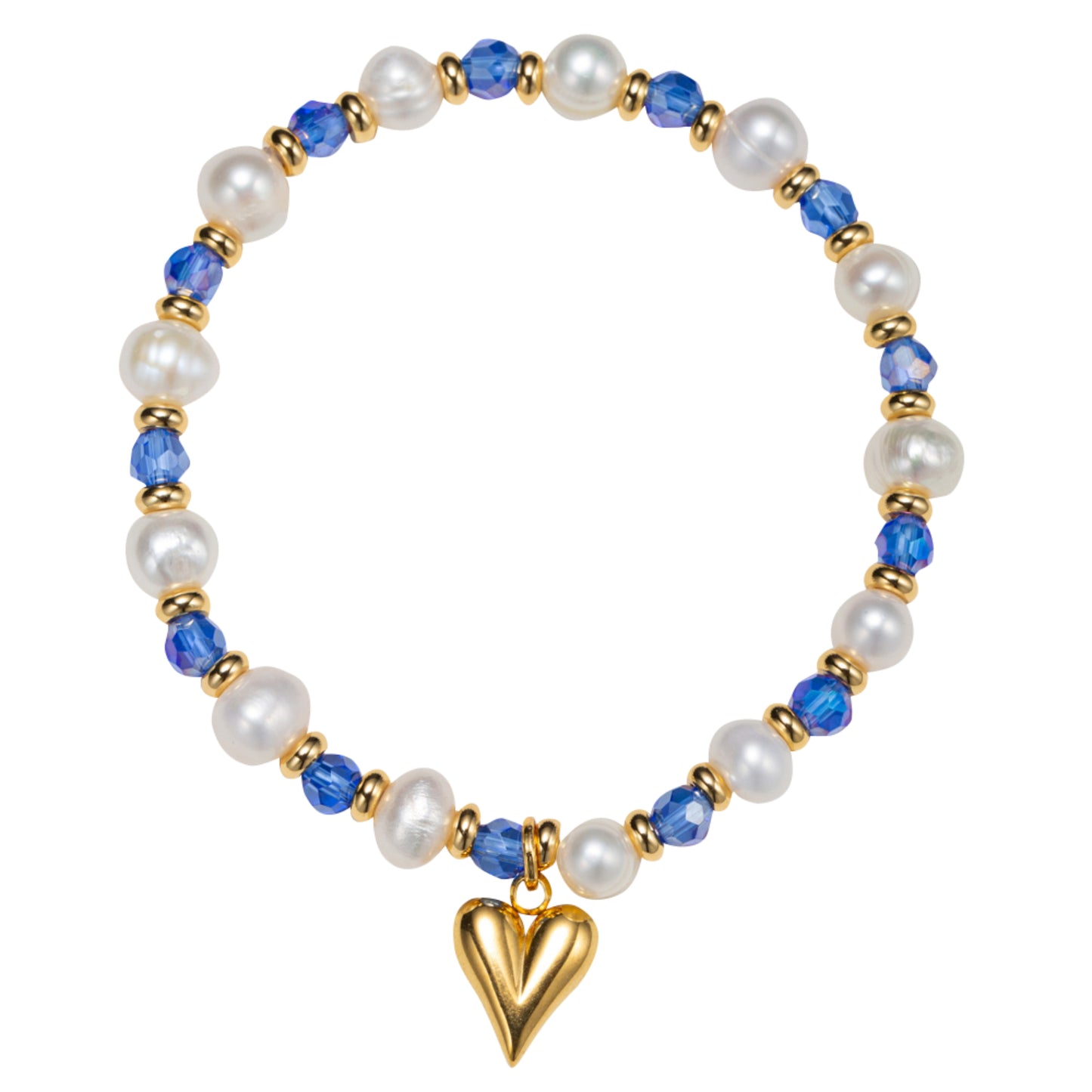 Kids 18K Gold Plated September Sapphire Beaded Stretch Bracelet