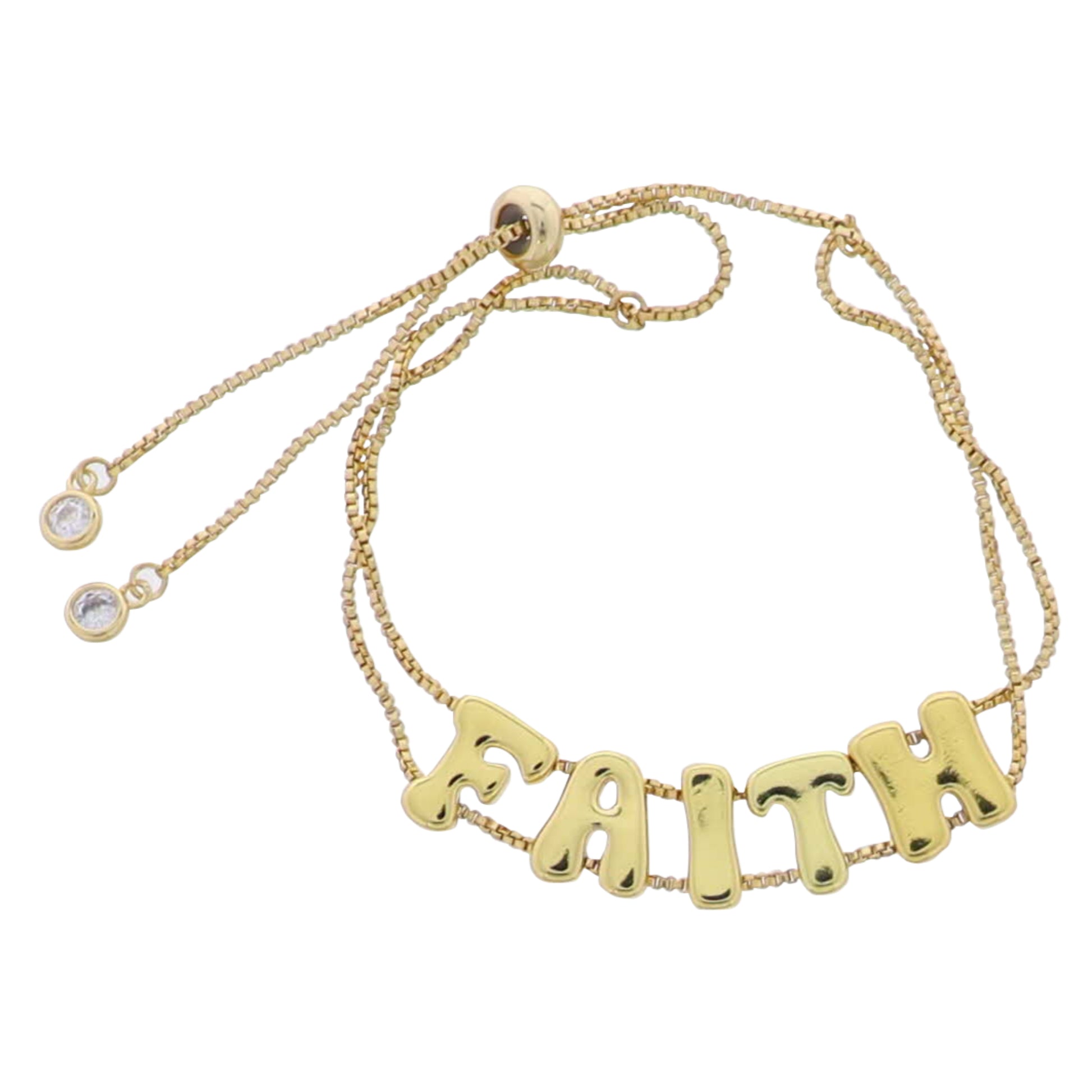 Gold Double Chain Bracelet with "Faith"
