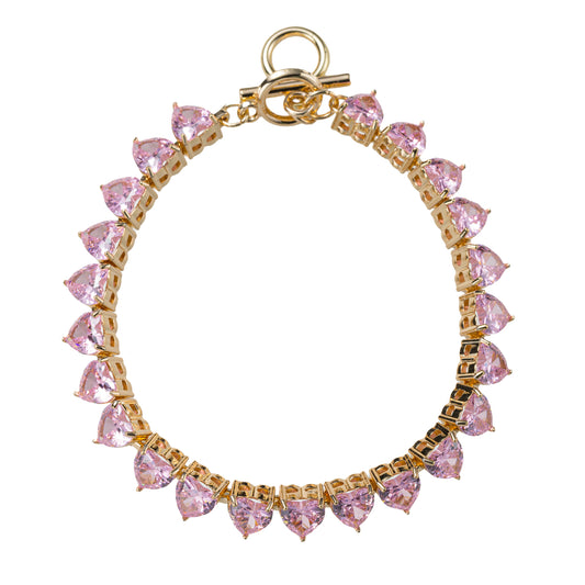 Pink Heart Link Toggle Bracelet