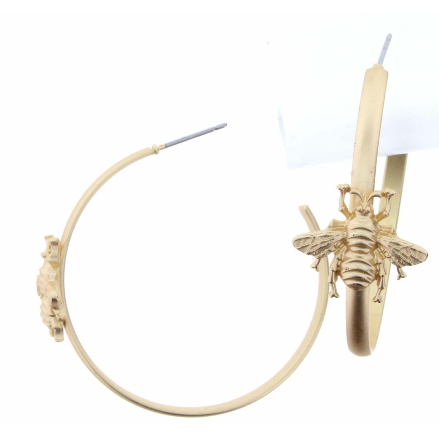 Gold Hoop with Bee Earring