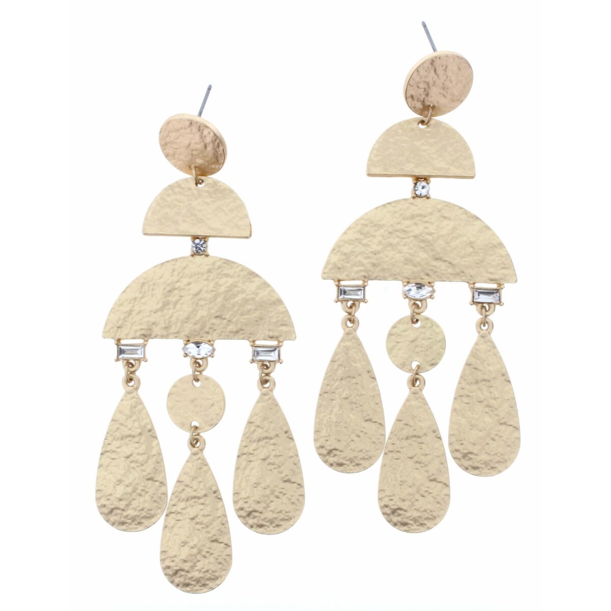Textured Multi Shape with Crystal Accents Earring