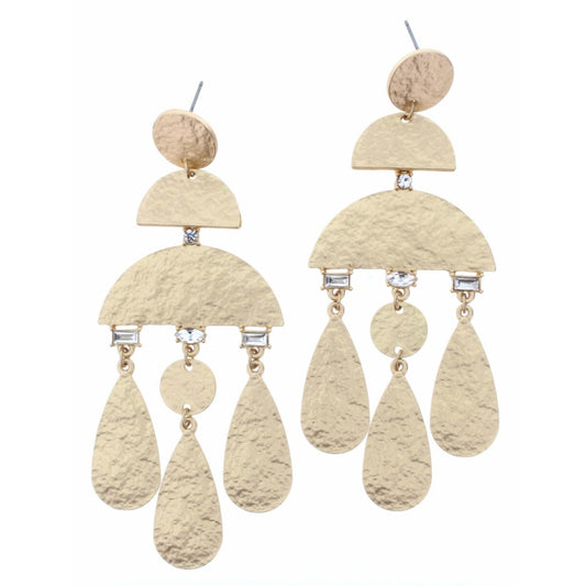 Textured Multi Shape with Crystal Accents Earring