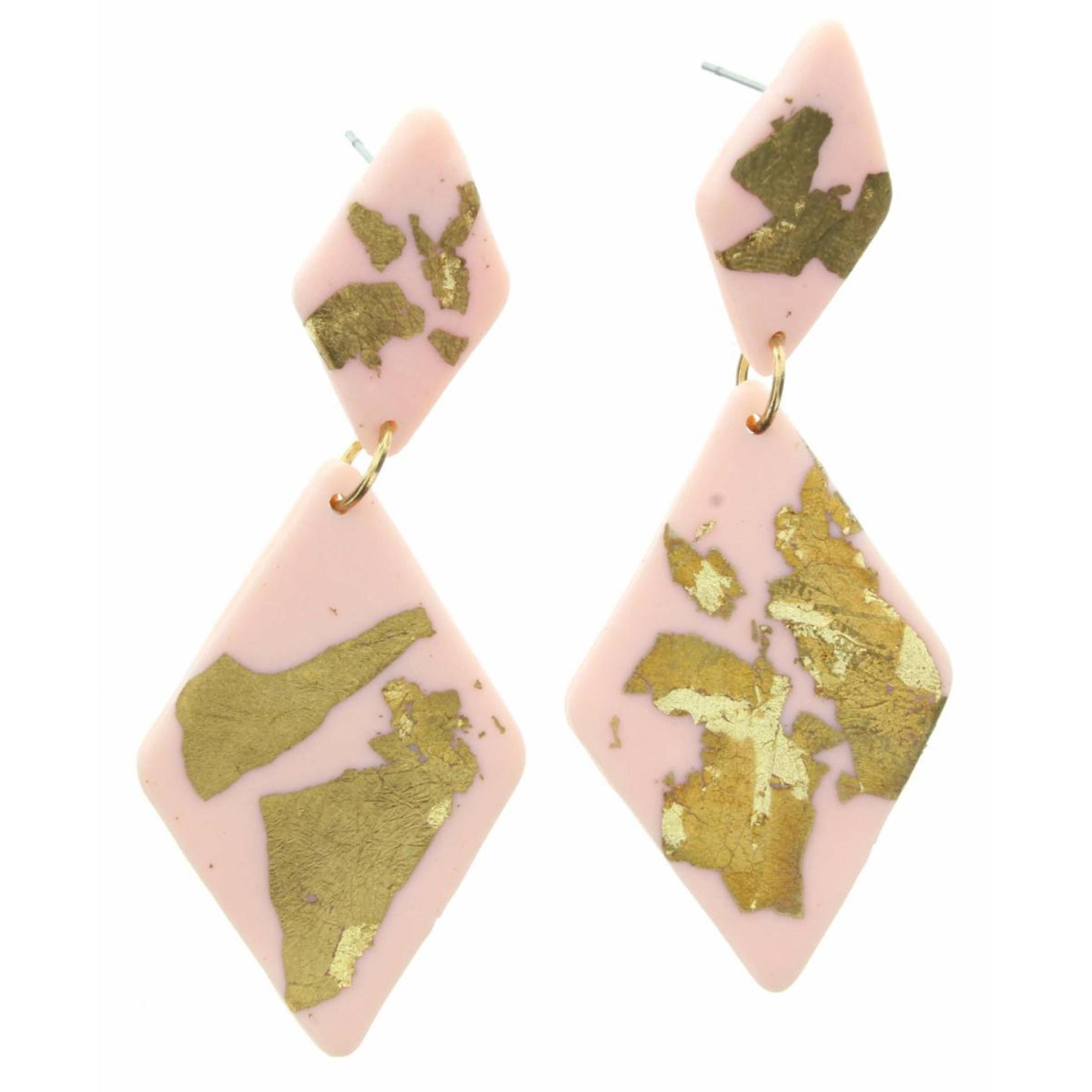 Pink with Gold Foil Double Diamond Shaped Earring