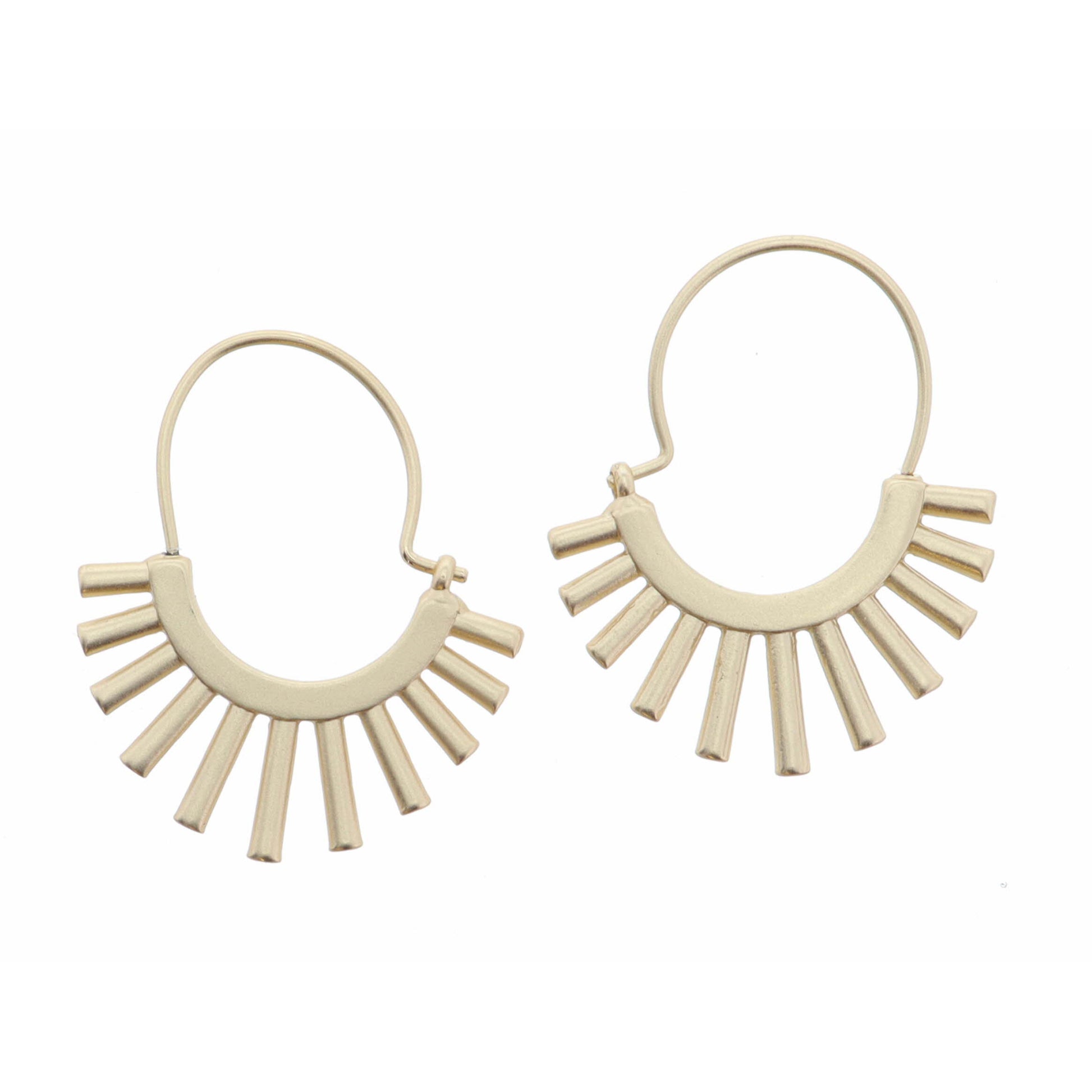 Gold Fringe Fan Earring