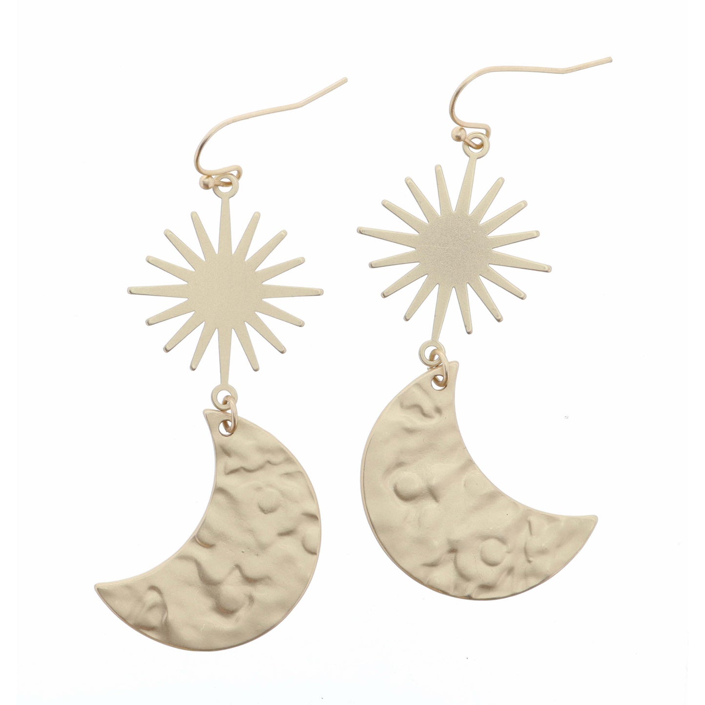 Gold Burst with Gold Moon Drop Earring