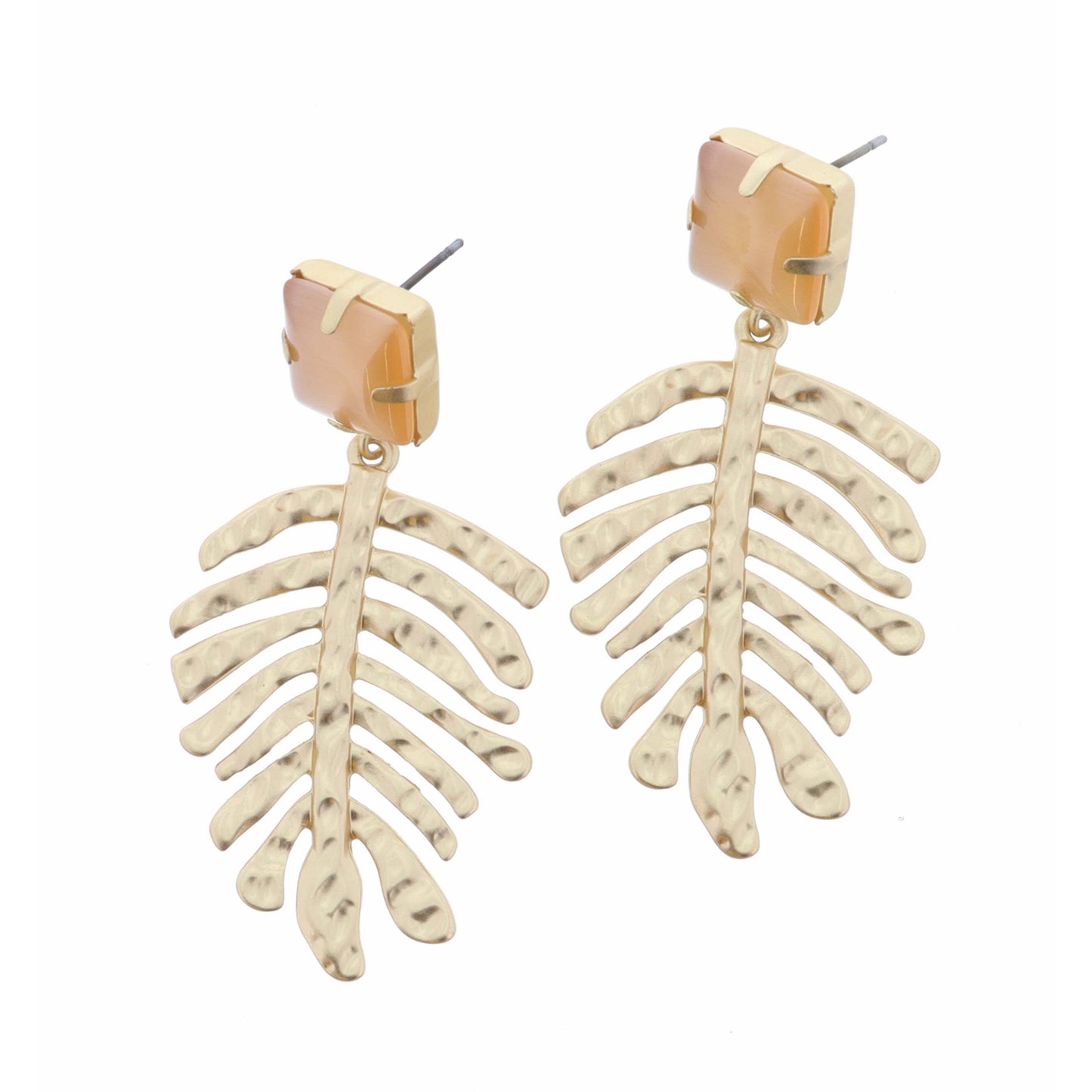 Peachy Square Post with Gold Palm Earring