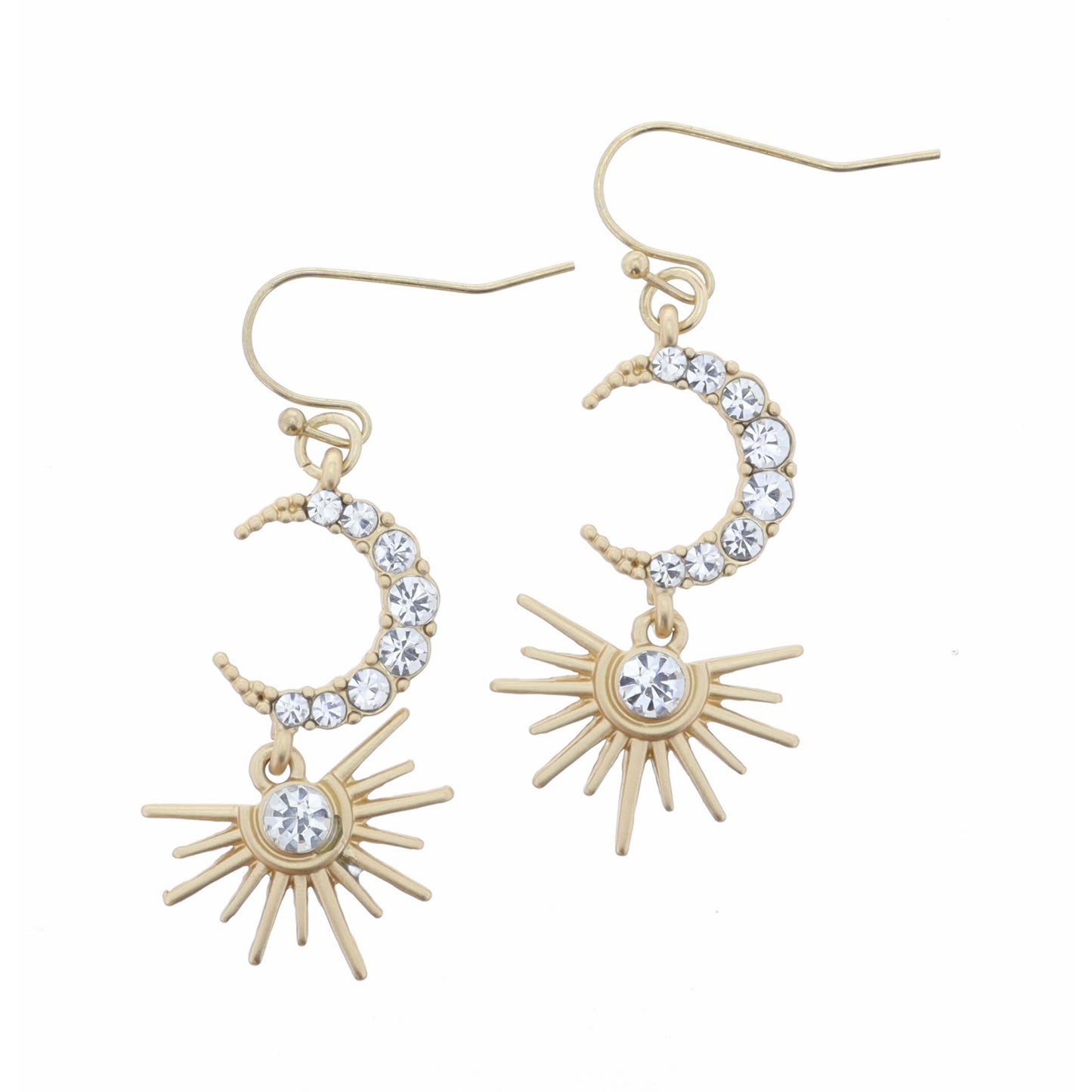 Clear Crystal Moon with Clear Crystal Burst Dangle Earring