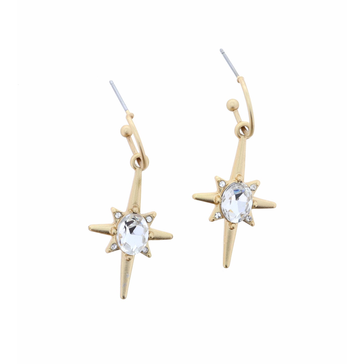 Clear Crystal Center Star Dangle Earring