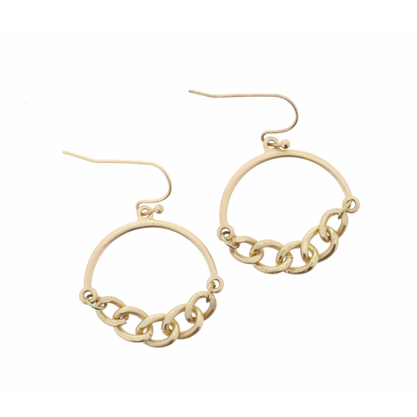 Gold Chain Link Bottom Hoop Earring
