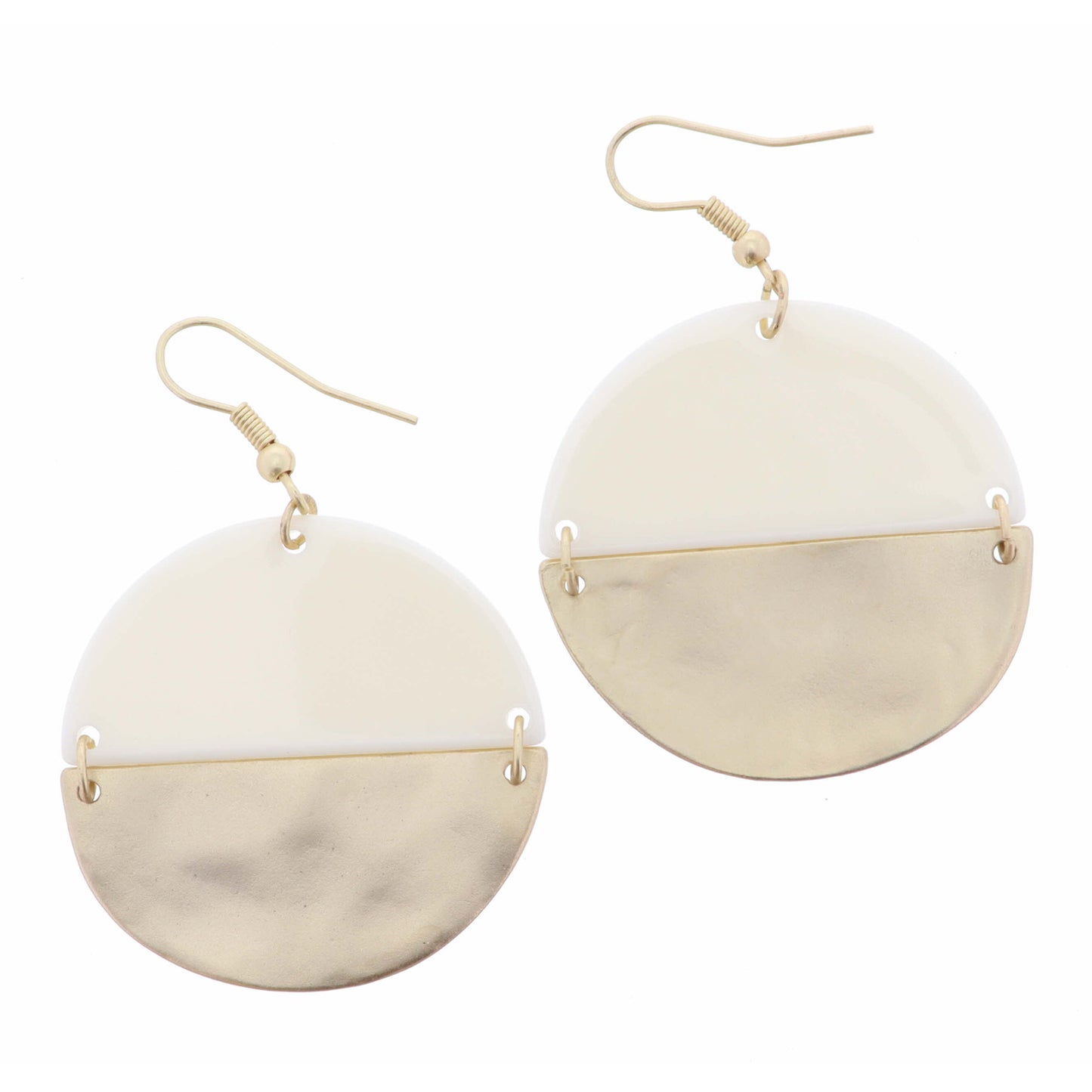 Ivory Circle, Geometric Shapes, Fringe with Gold Accent Earring