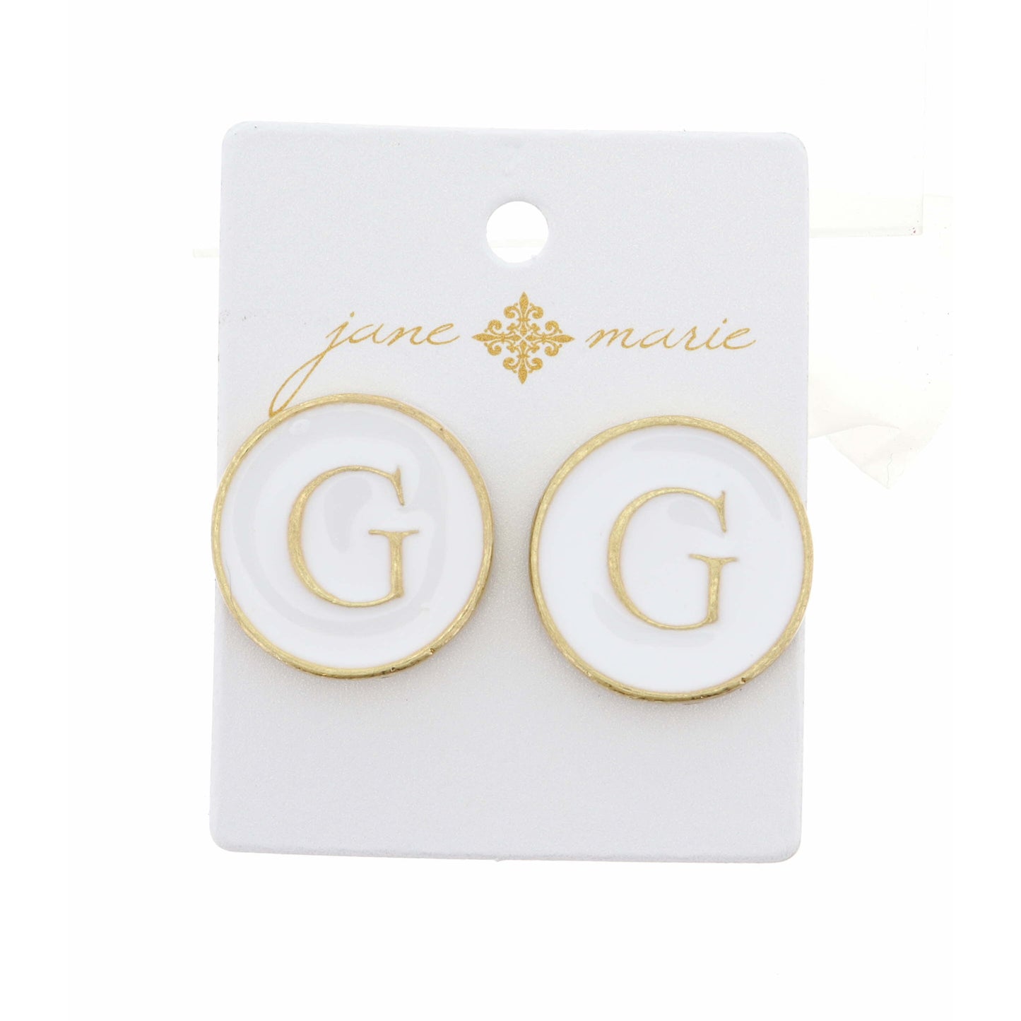 White Epoxy "G" Initial Earring