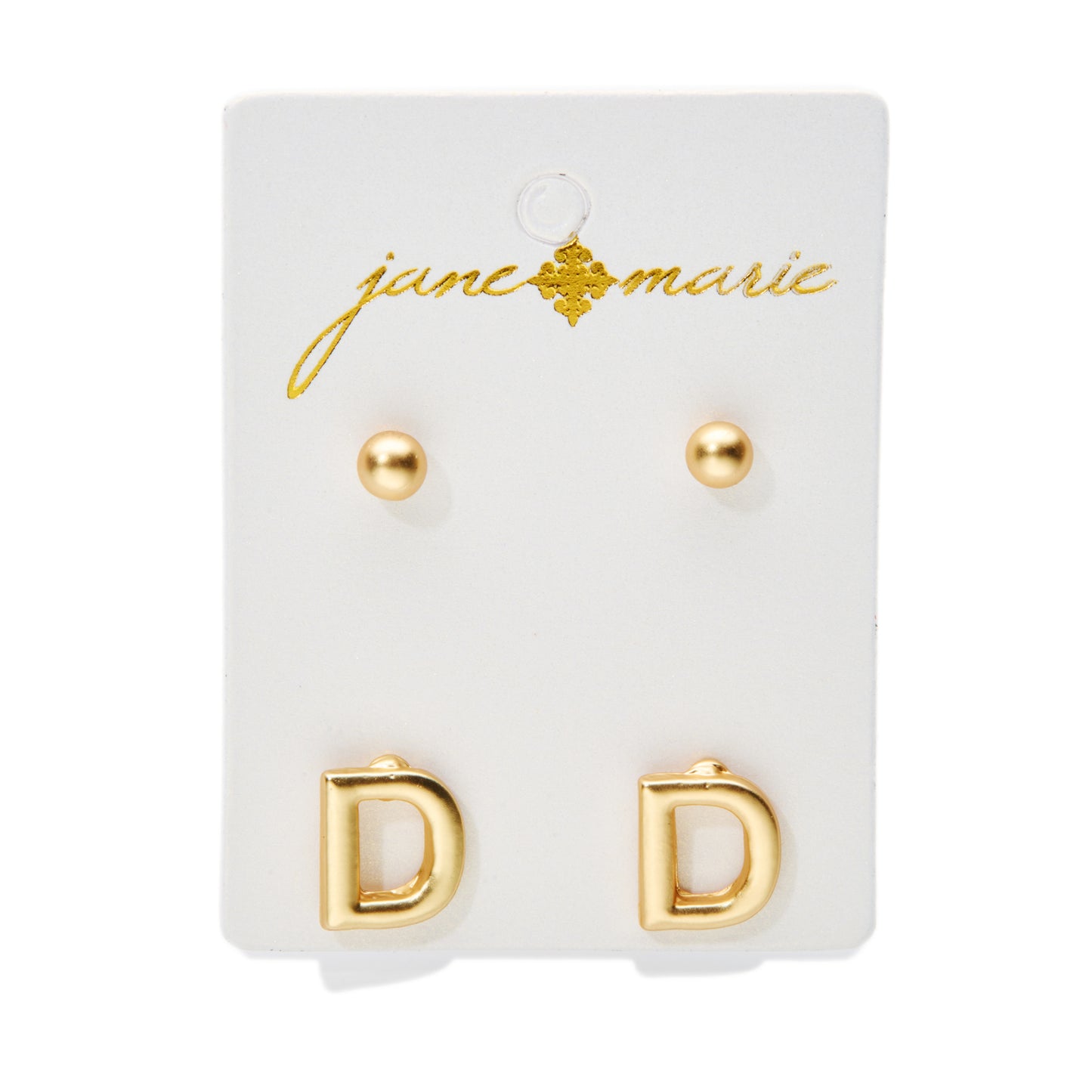2 Stud, Block "D" Initial Earring