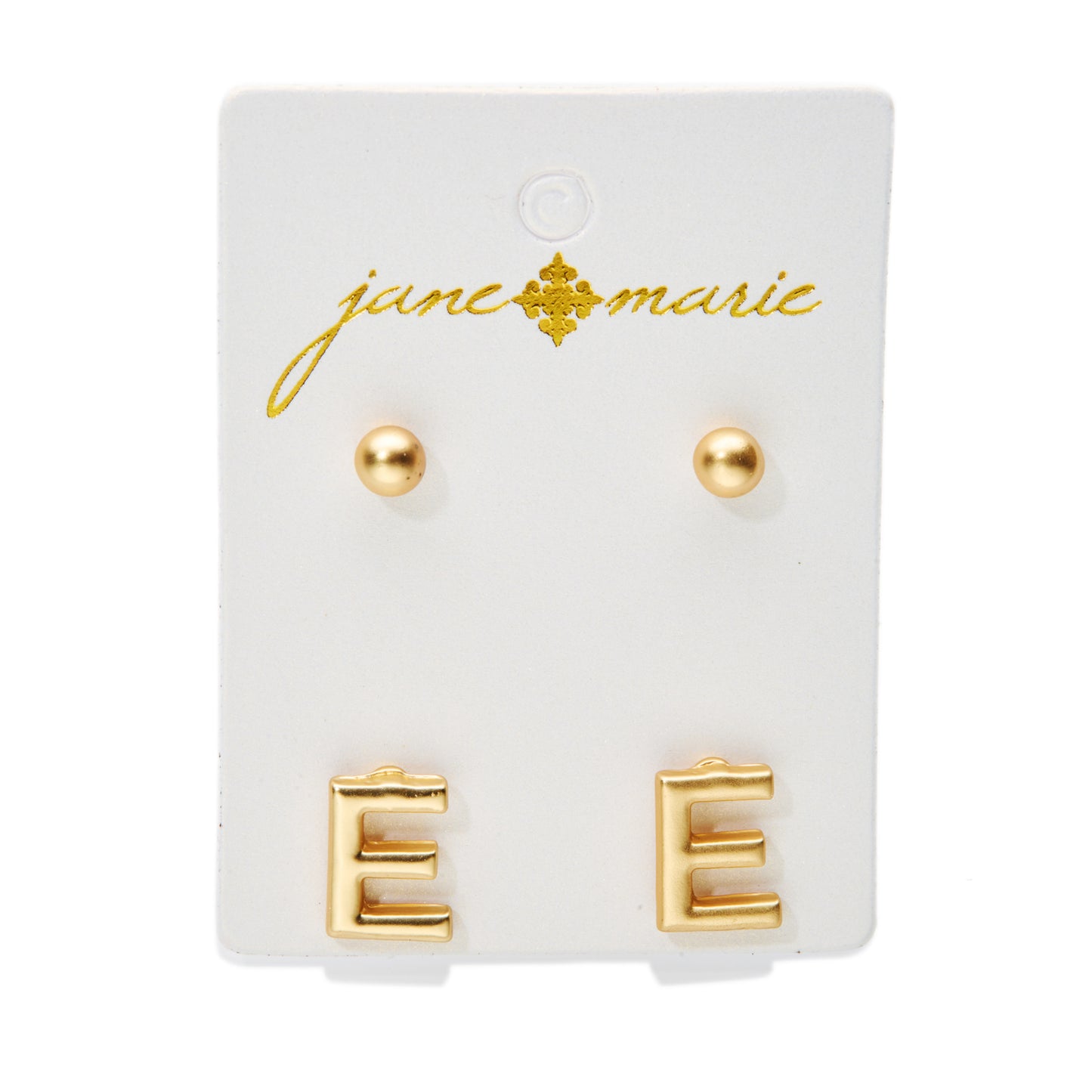 2 Stud, Block "E" Initial Earring