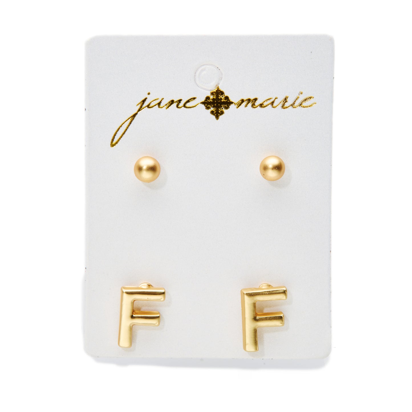 2 Stud, Block "F" Initial Earring