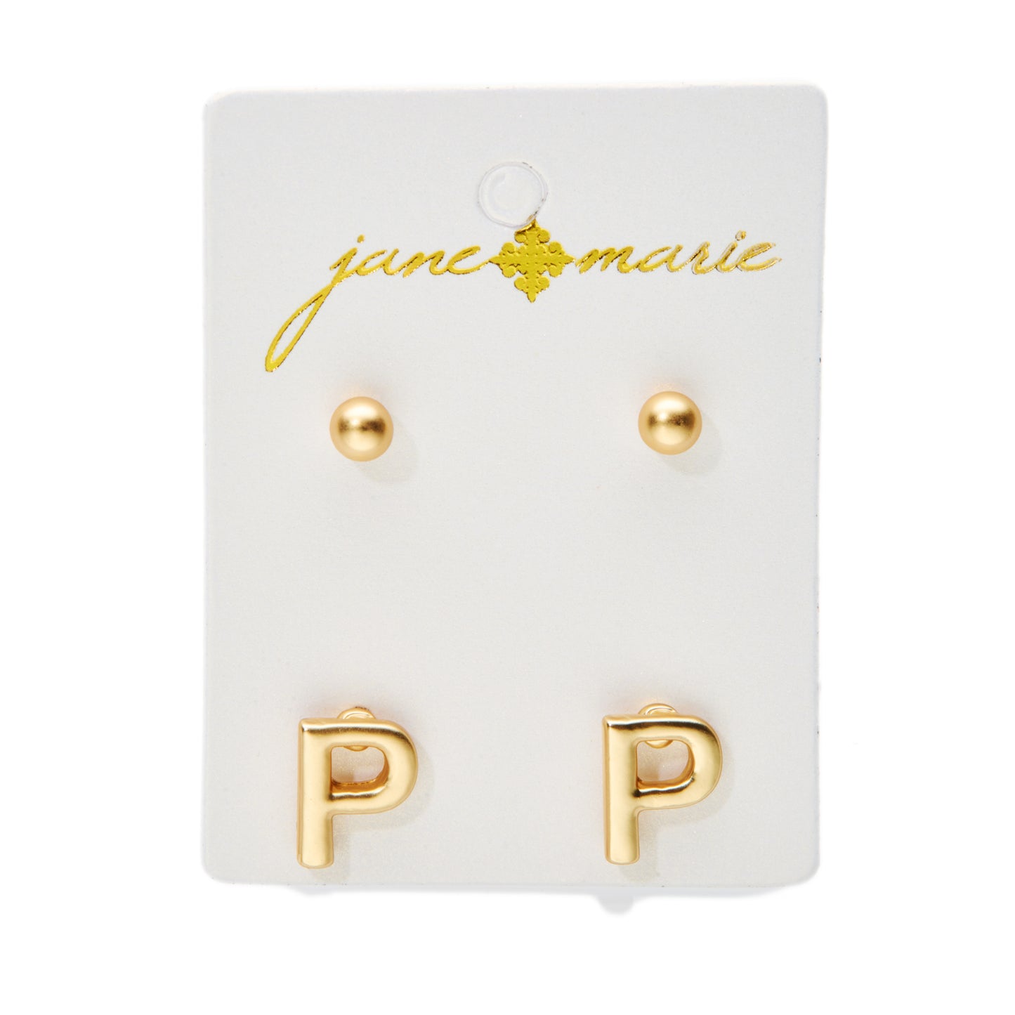 2 Stud, Block "P" Initial Earring