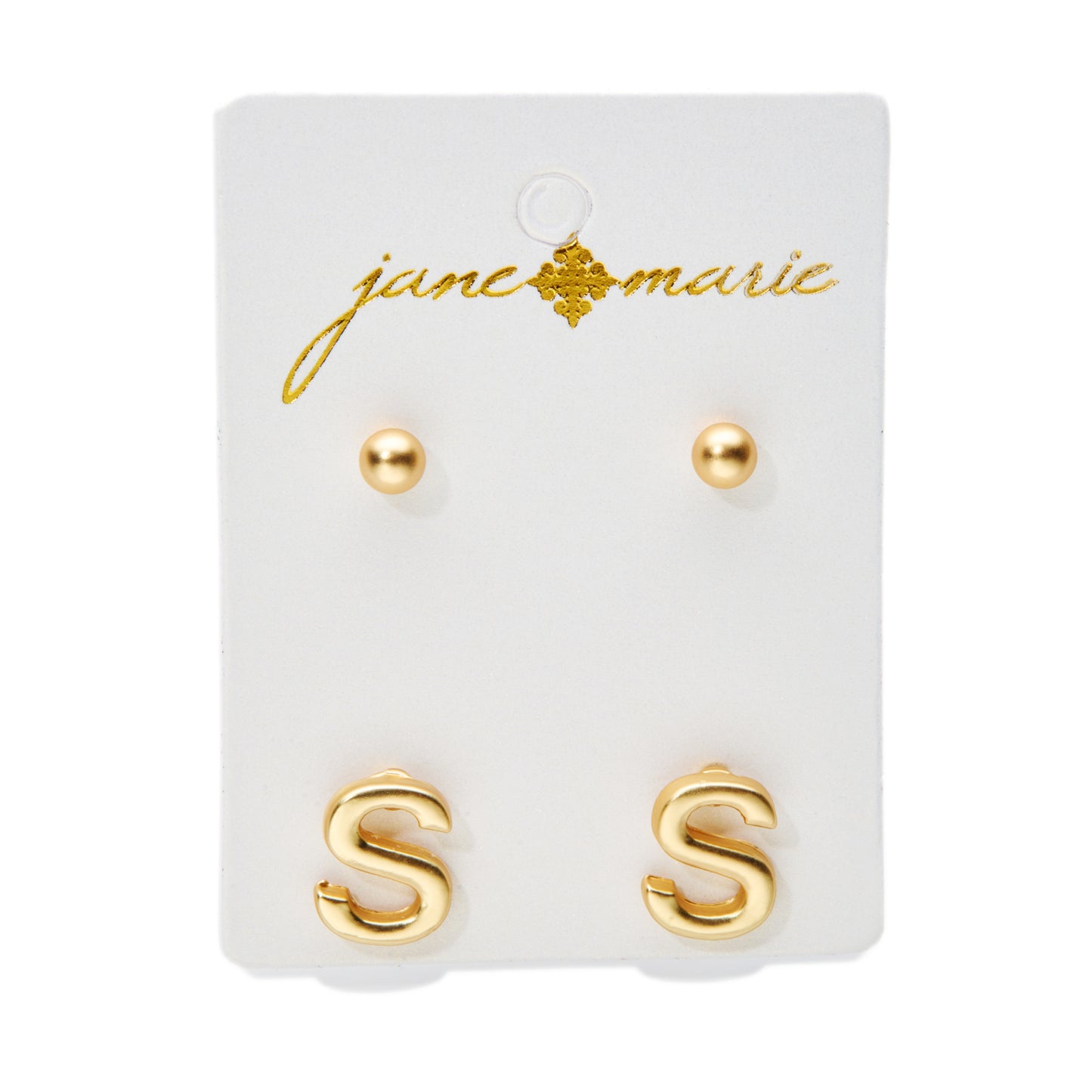 2 Stud, Block "S" Initial Earring