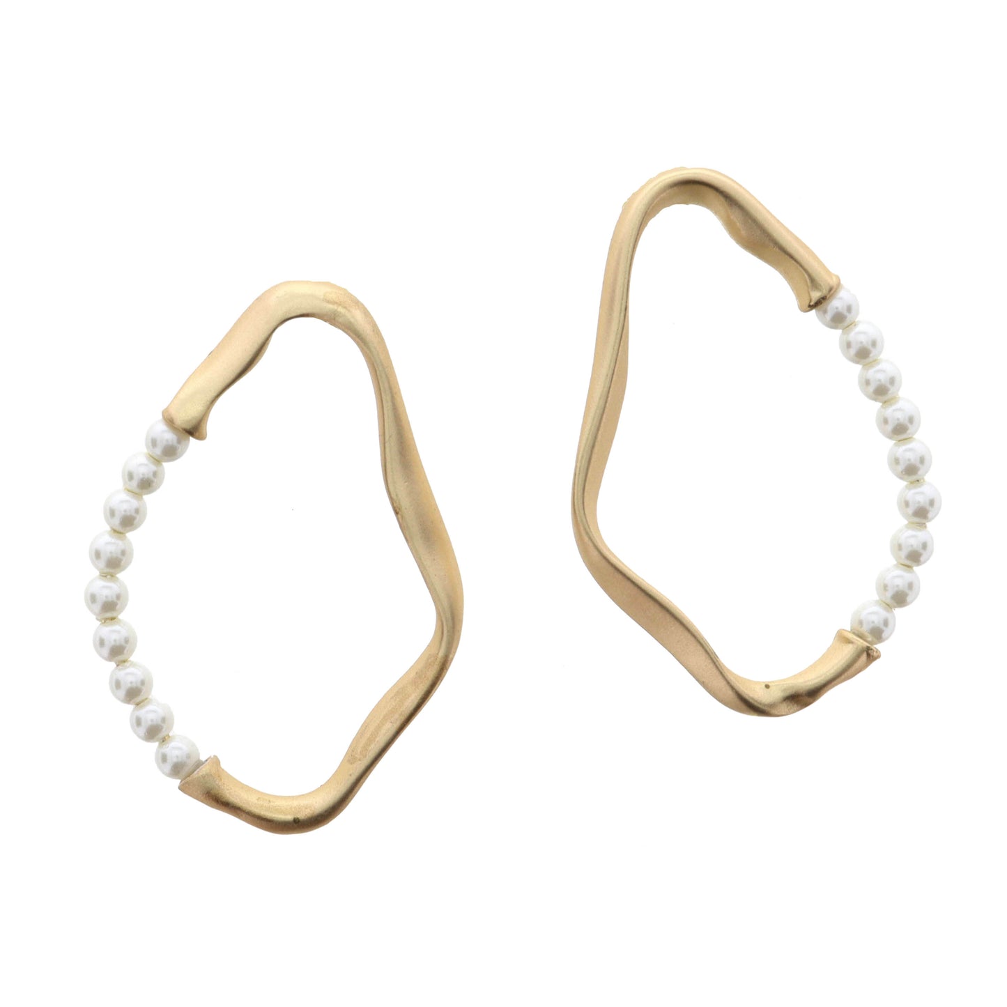 Hammered Shape with Pearls Earring