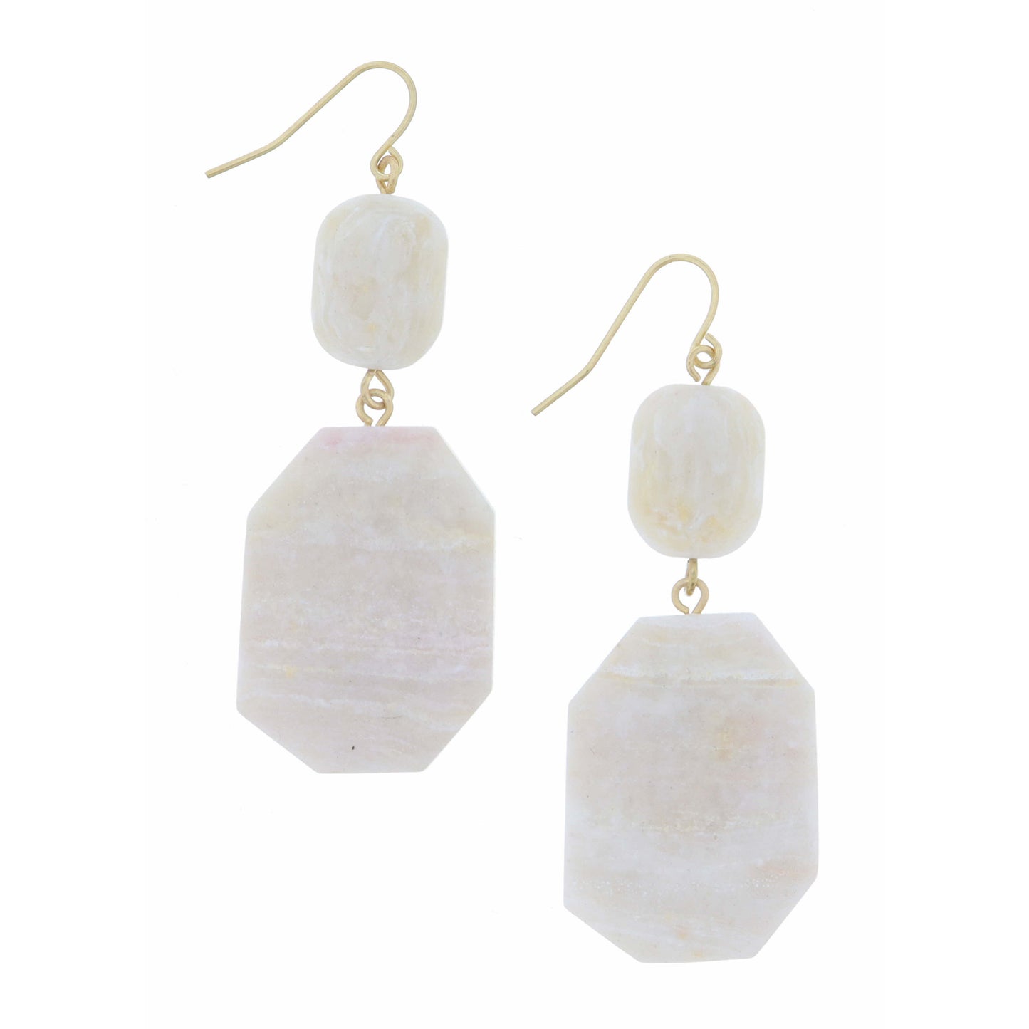White Agate Squares Earring