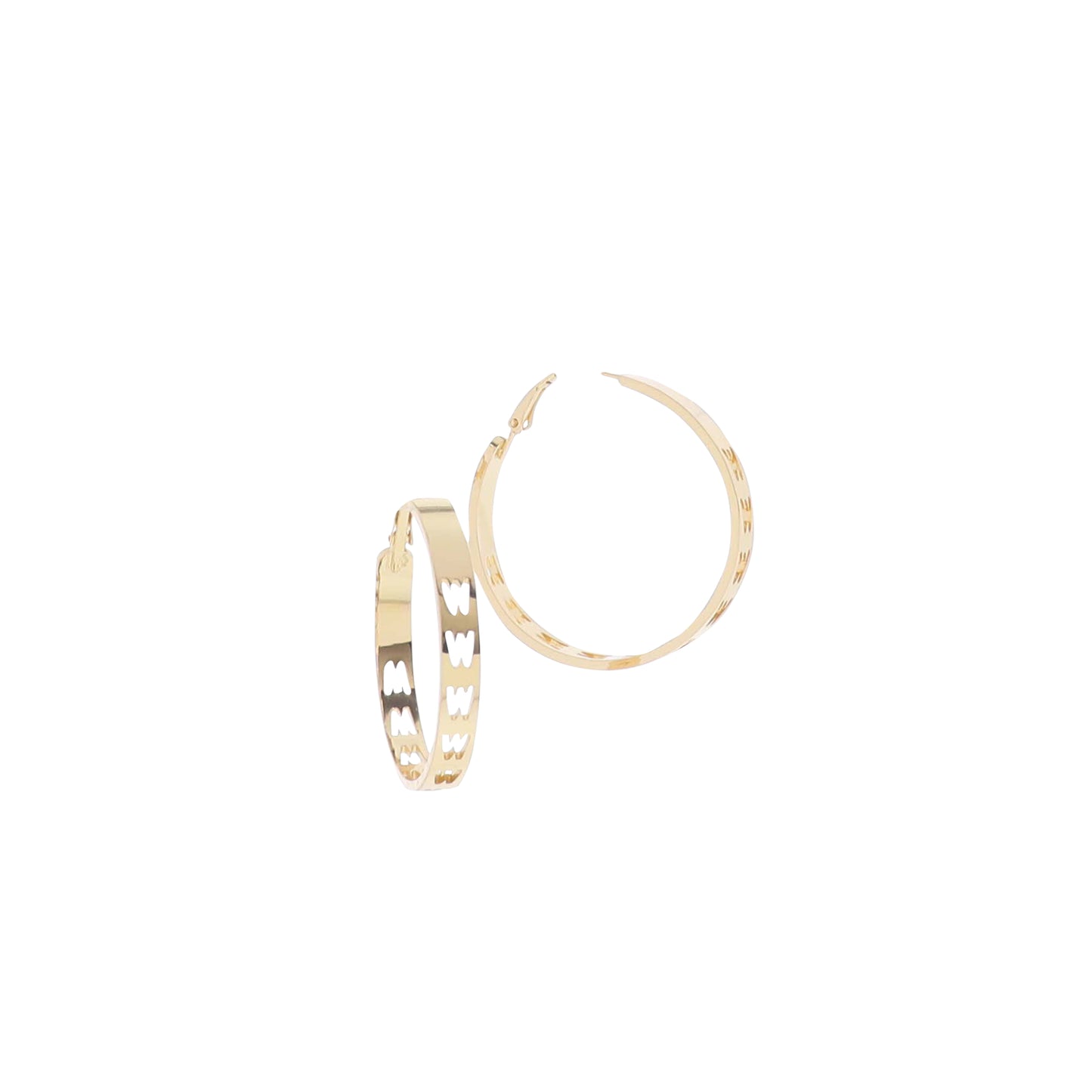 Gold Initial "W" Hoop Earring
