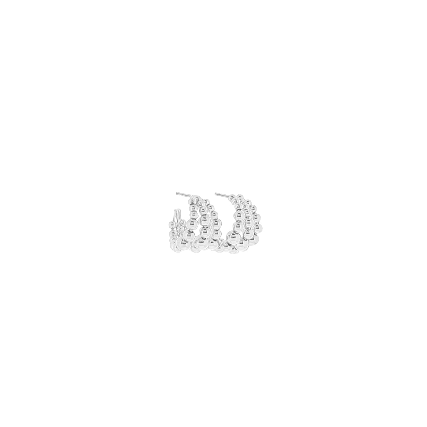 18K Gold Plated White Gold Triple Layer Ball Hoop Earring
