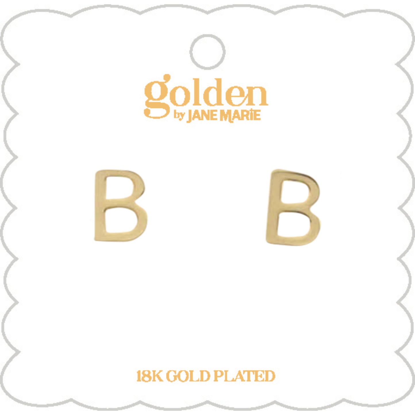 Kids 18K Gold Plated Initial "B" Stud Earring