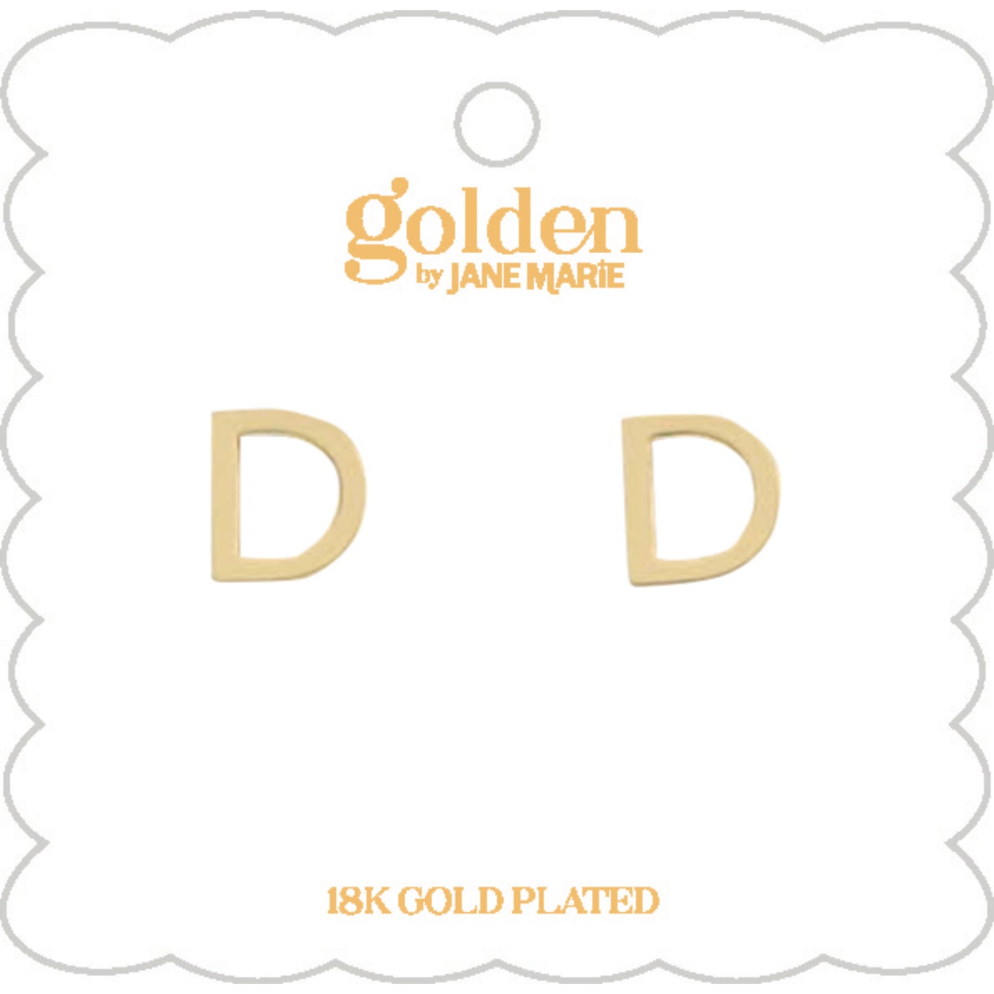 Kids 18K Gold Plated Initial "D" Stud Earring