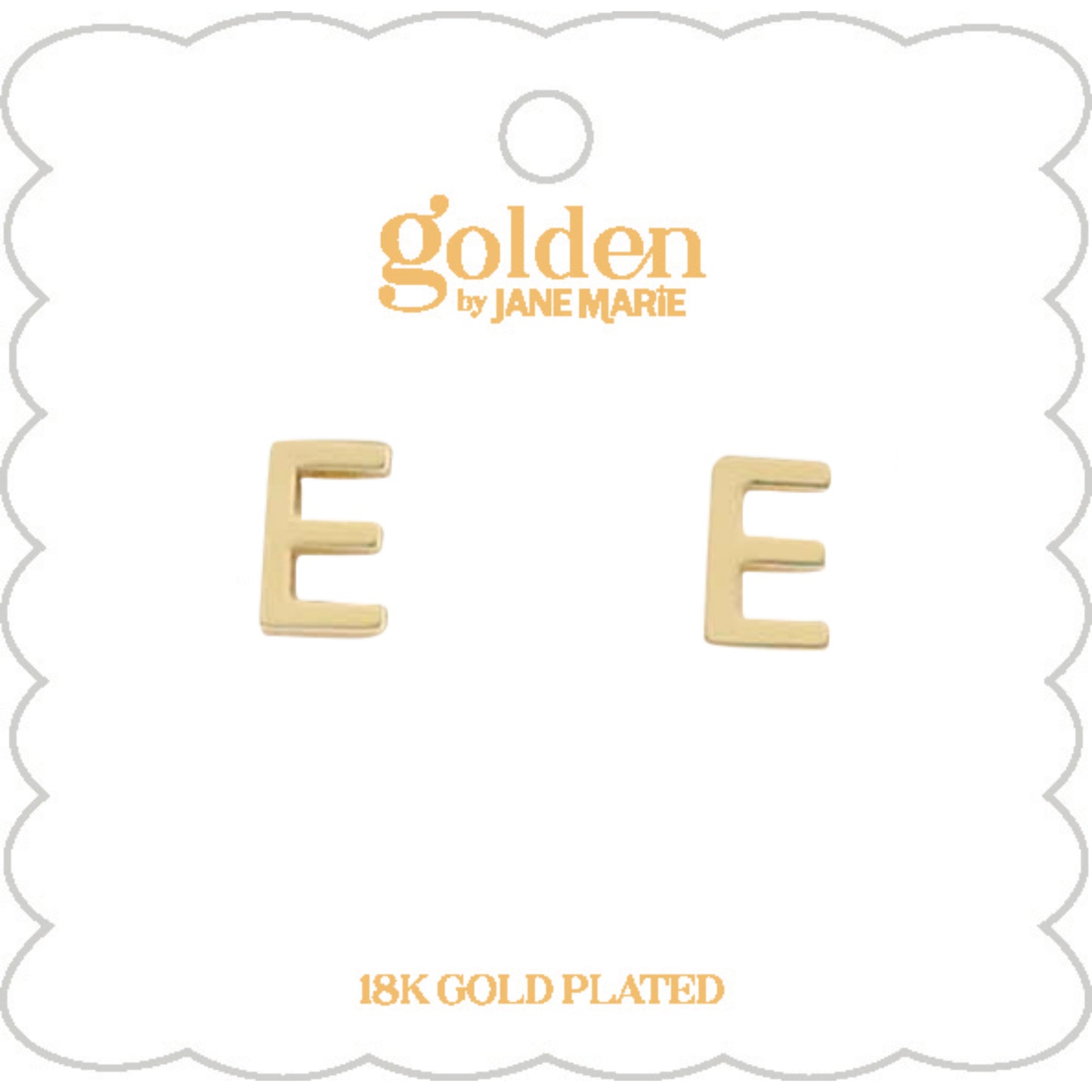 Kids 18K Gold Plated Initial "E" Stud Earring