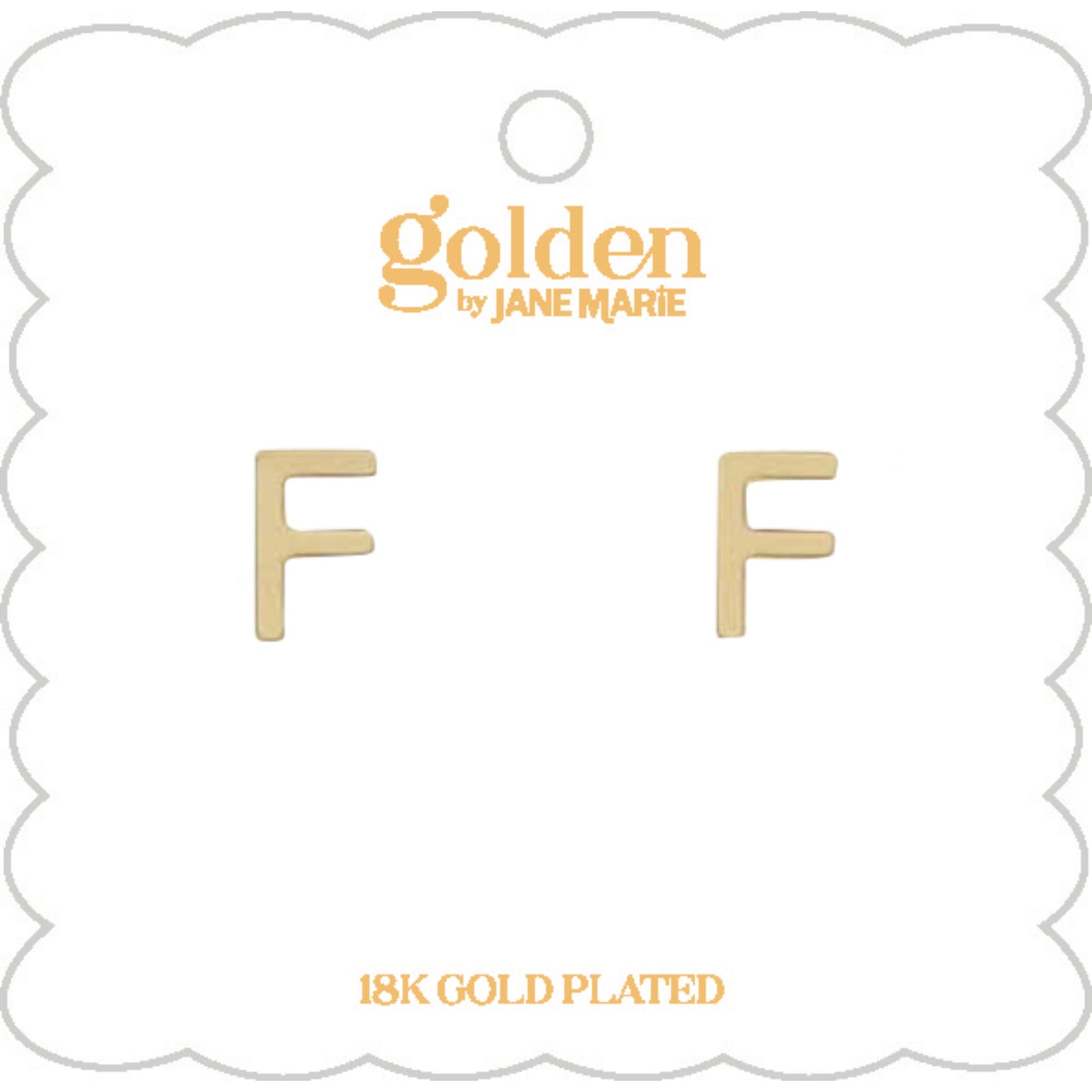 Kids 18K Gold Plated Initial "F" Stud Earring