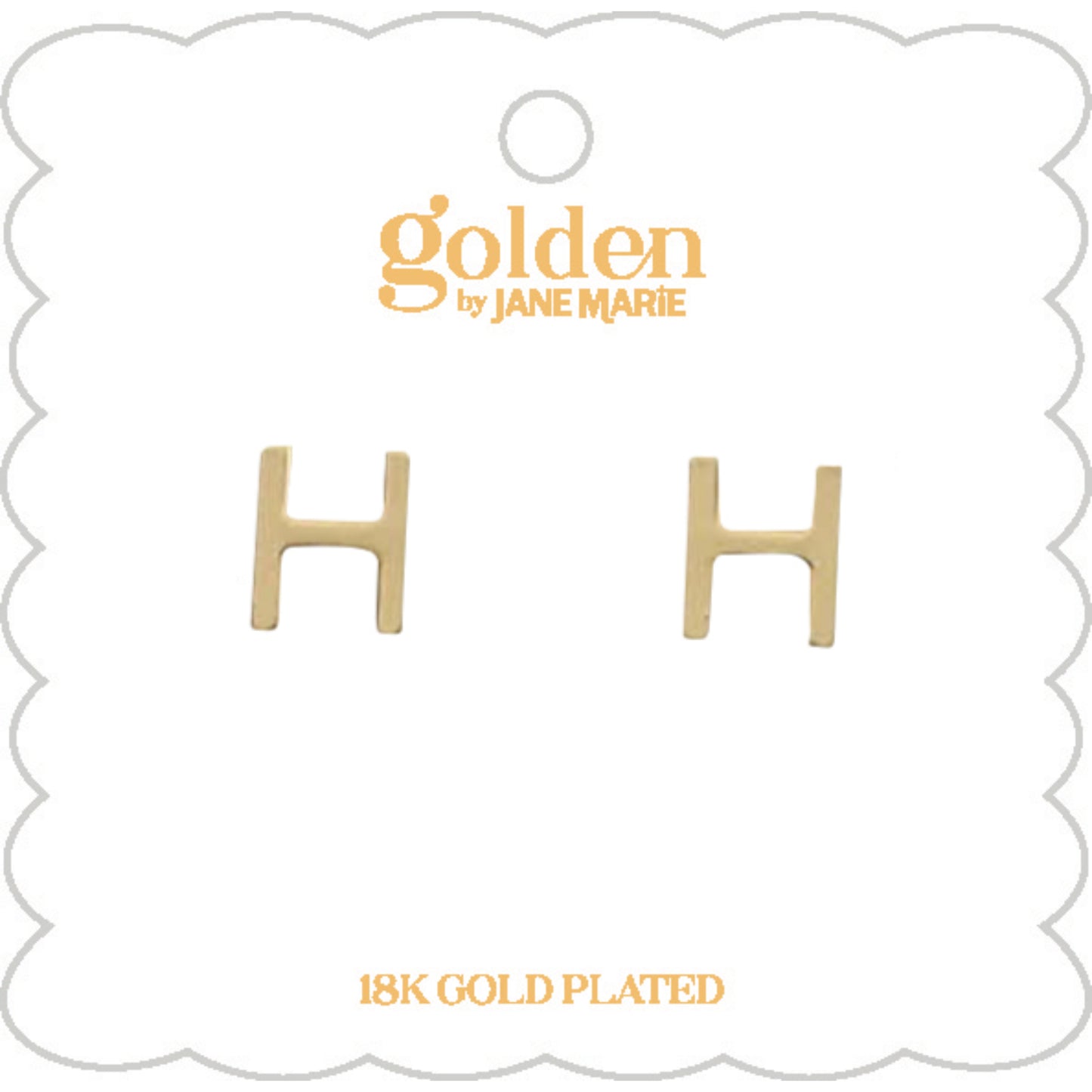 Kids 18K Gold Plated Initial "H" Stud Earring