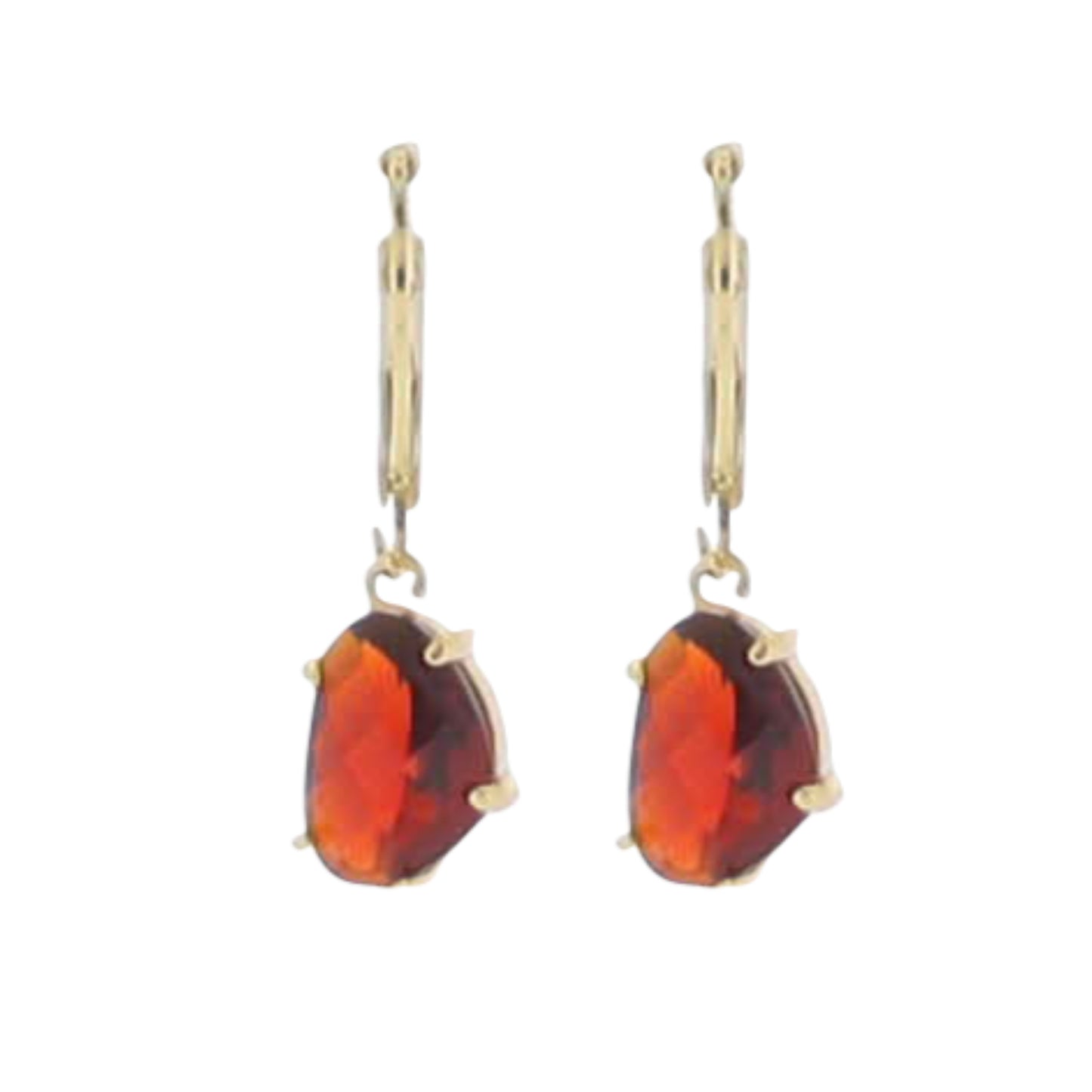 18K Gold Plated "January" Garnet Red Earring