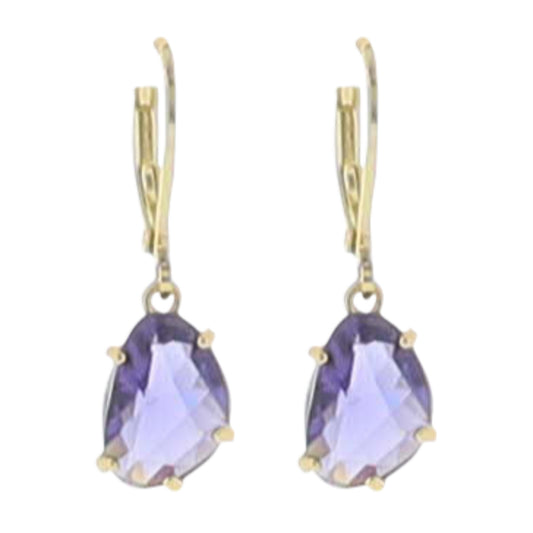 18K Gold Plated "February" Amethyst Purple Earring