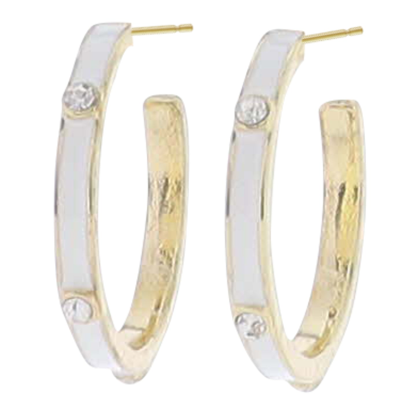 White Enamel with Clear Crystals Earring