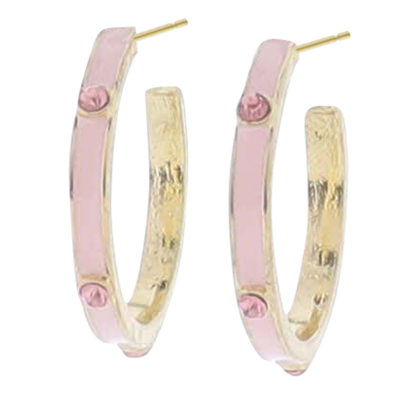 Light Pink Enamel with Pink Crystals Earring