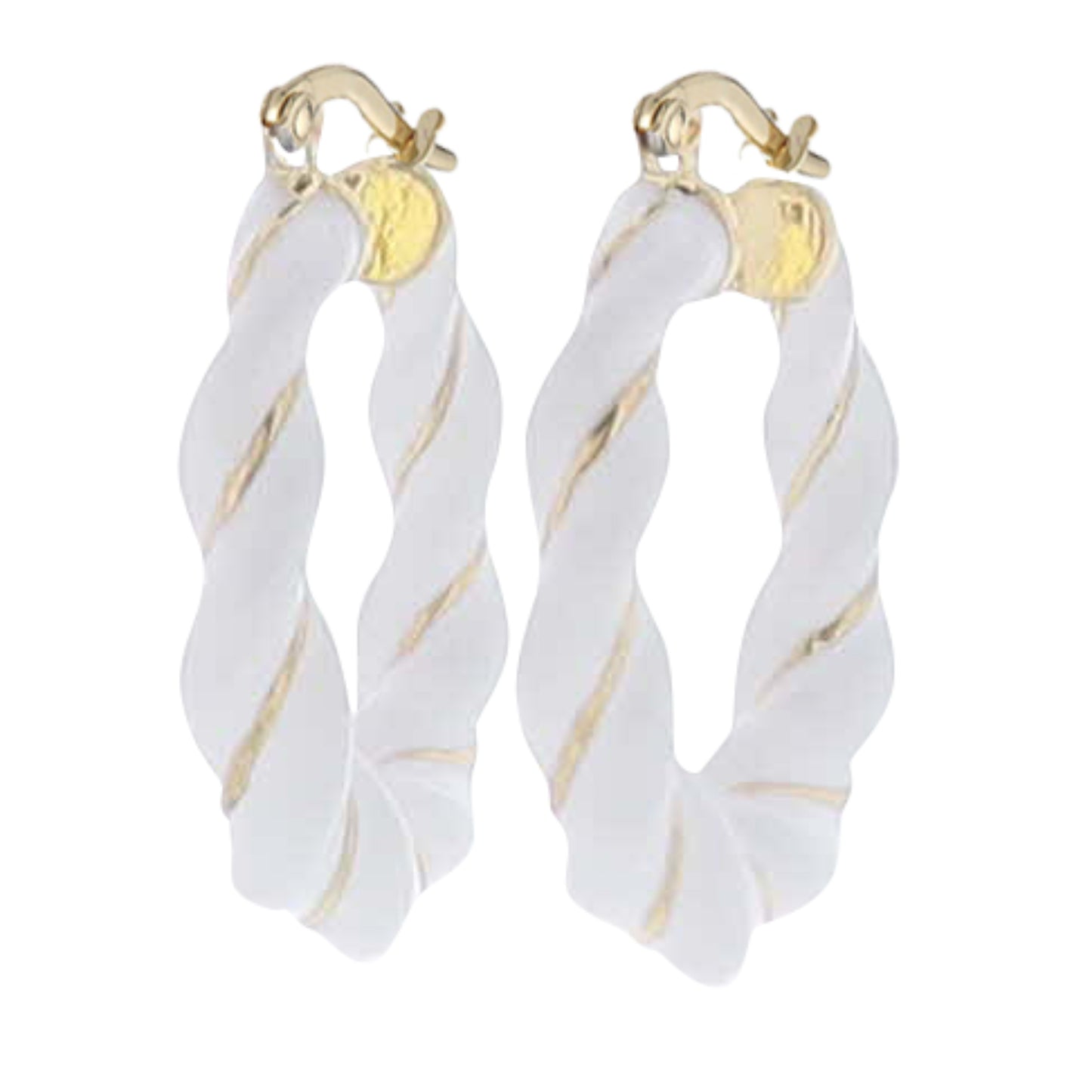White Enamel Twisted Hoop Earring