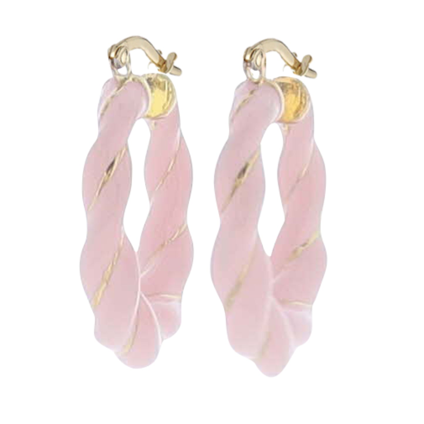 Light Pink Enamel Twisted Hoop Earring