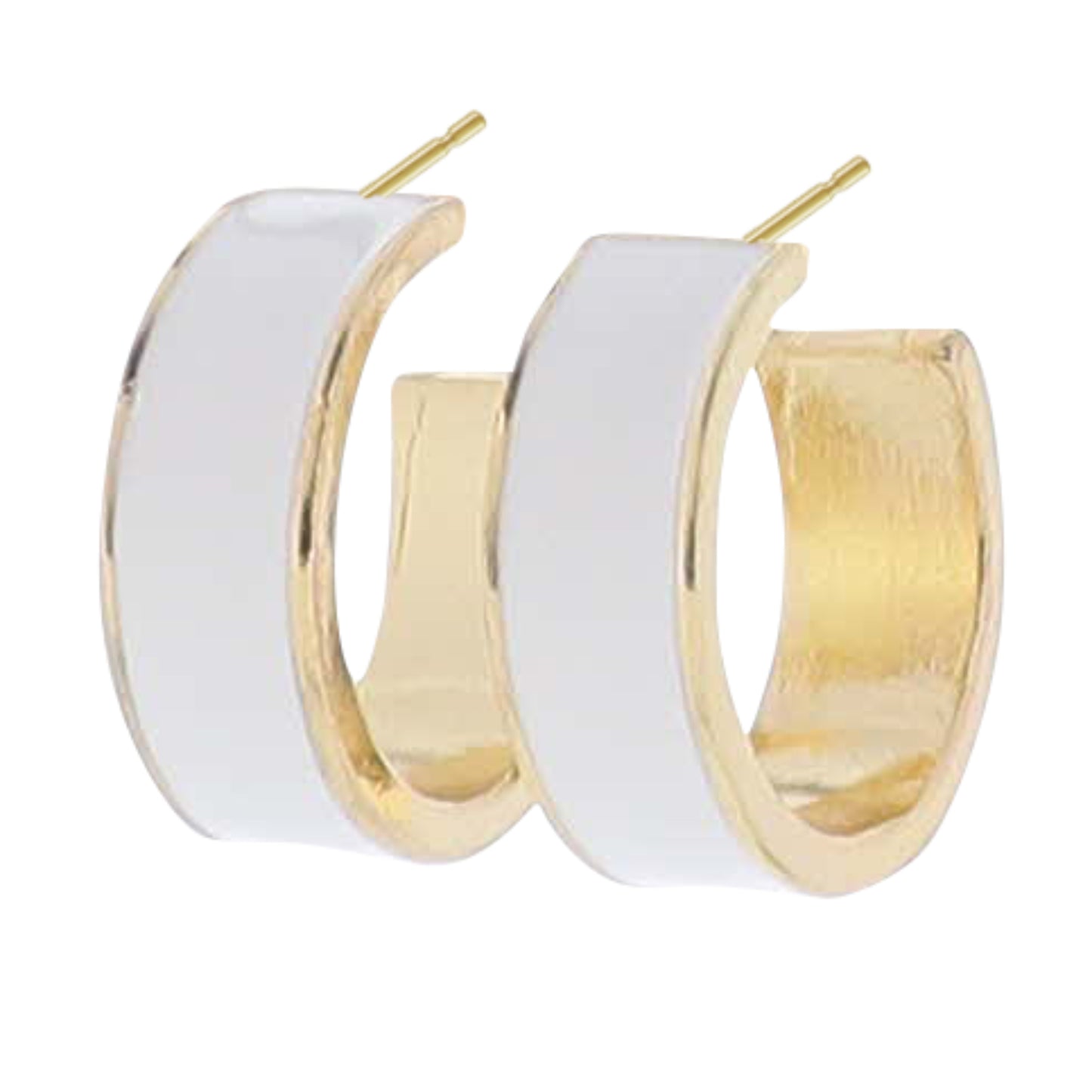 White Enamel Wide Hoop Earring