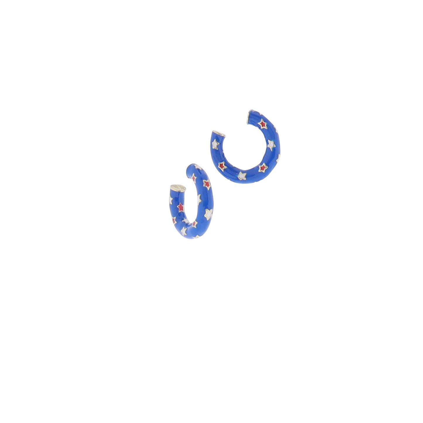 Red, White, Blue Stars Enamel Hoop Earring