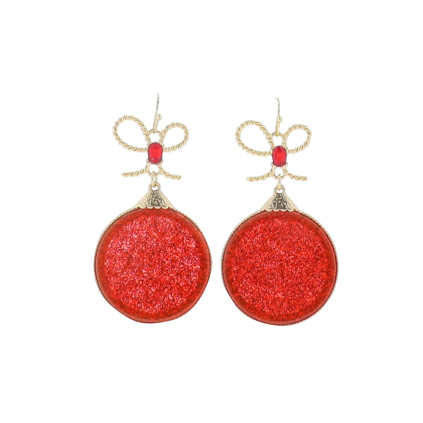 Red & Gold Glitter Ornament Earring