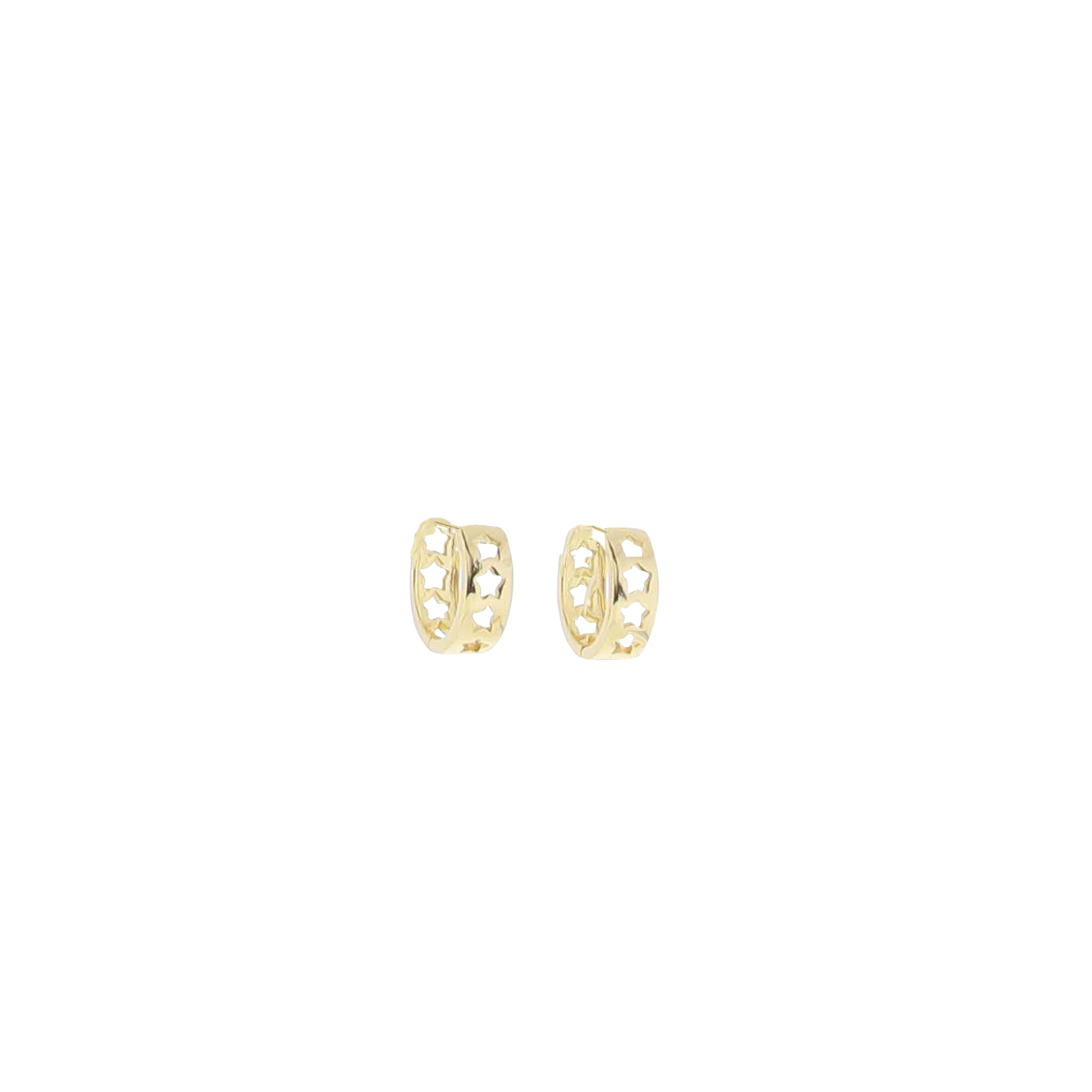 18K Gold Plated Hoop Huggie with Star Cut Outs Earring