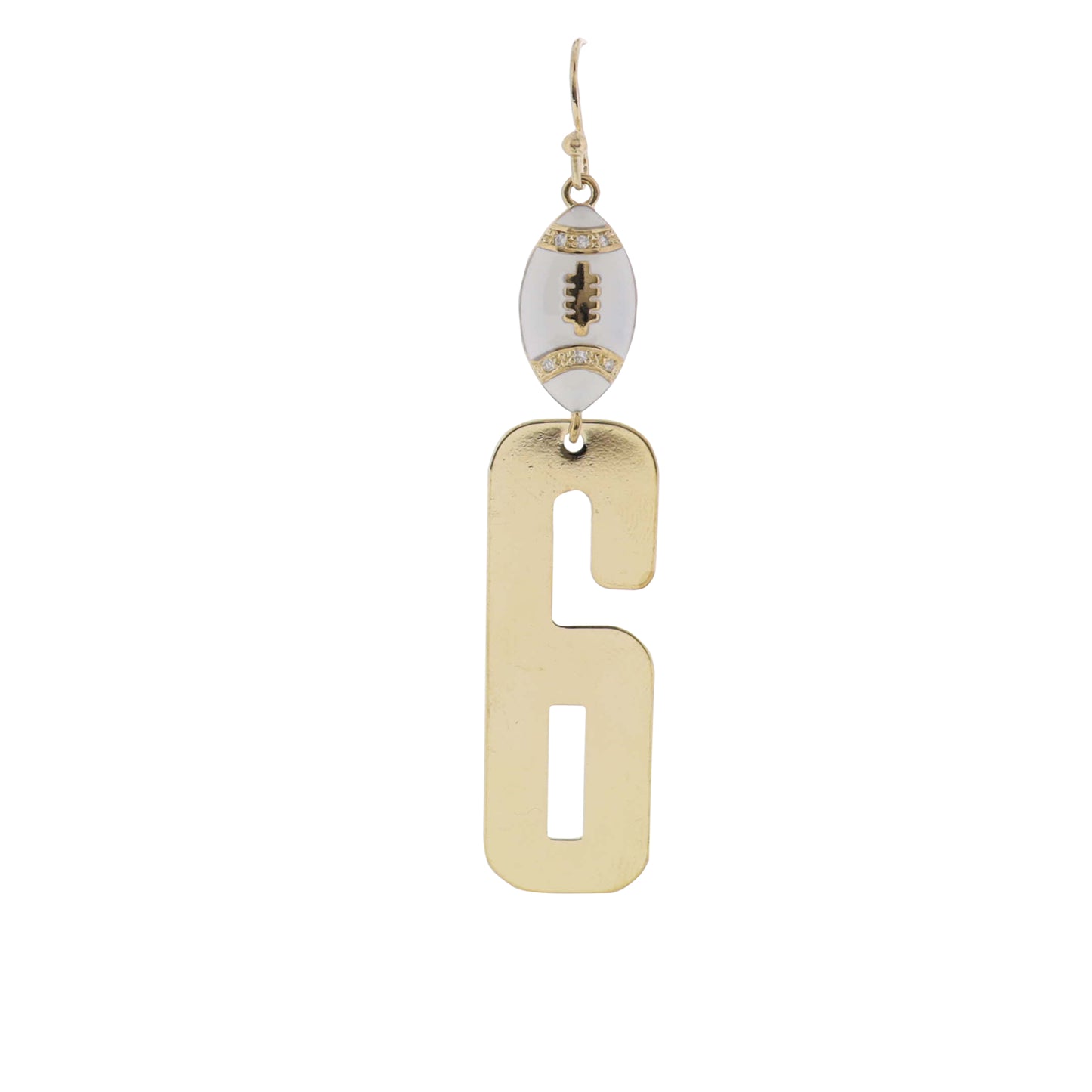 Build Your Players Team Number White Enamel Football with Number 6 Earring