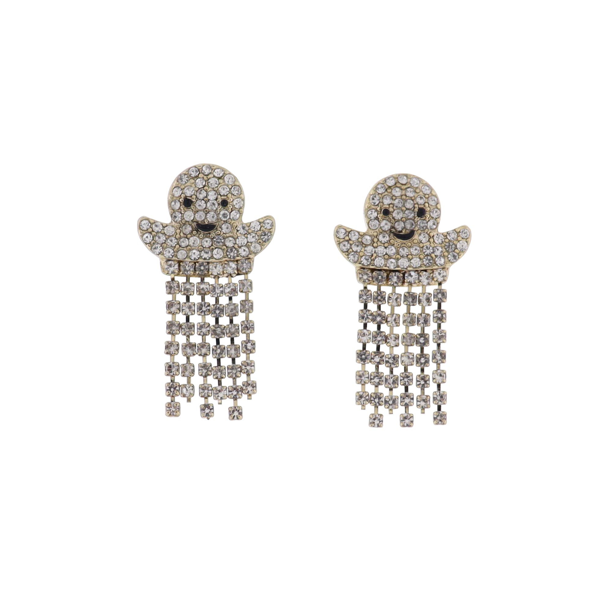 Ghost with Clear Crystal Fringe Earring