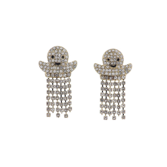 Ghost with Clear Crystal Fringe Earring