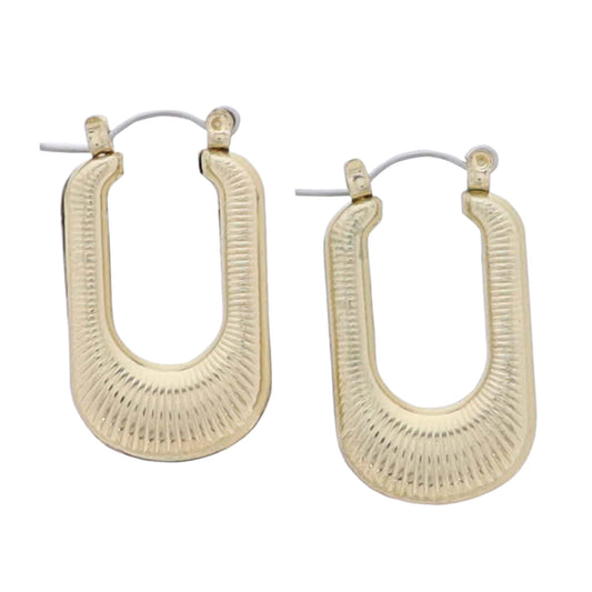 Gold Line Textured Small U Hoop Earring