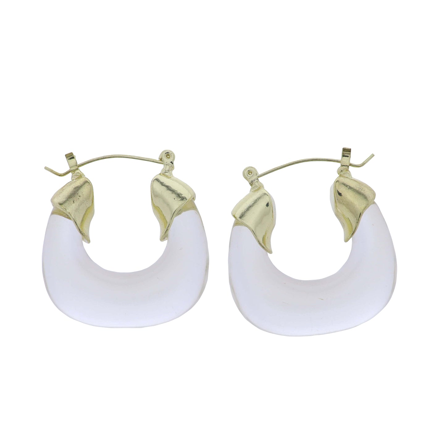 Gold, Clear Wide Hoop Earrings